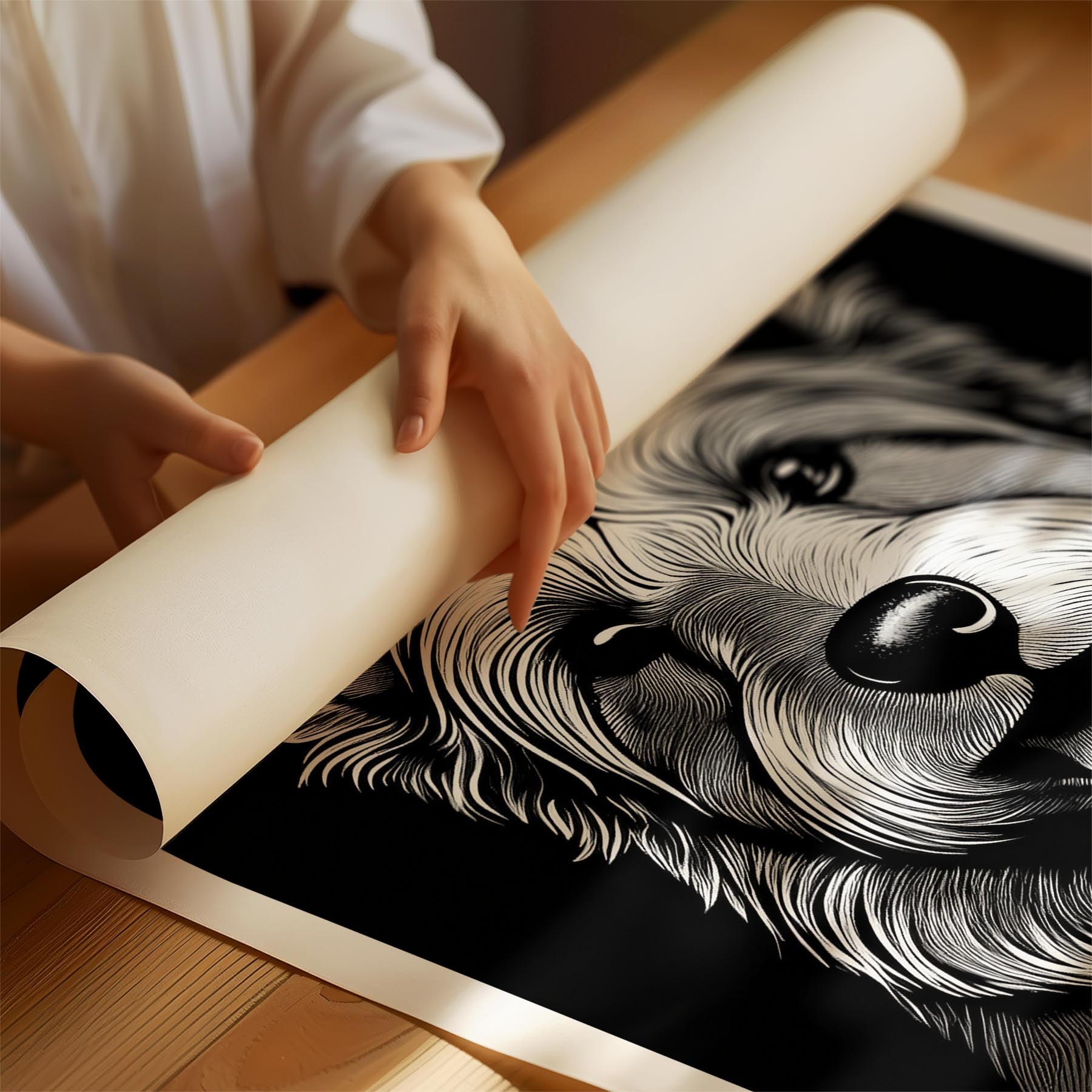 Australian Terrier Line Dog Series in Black and White image 1