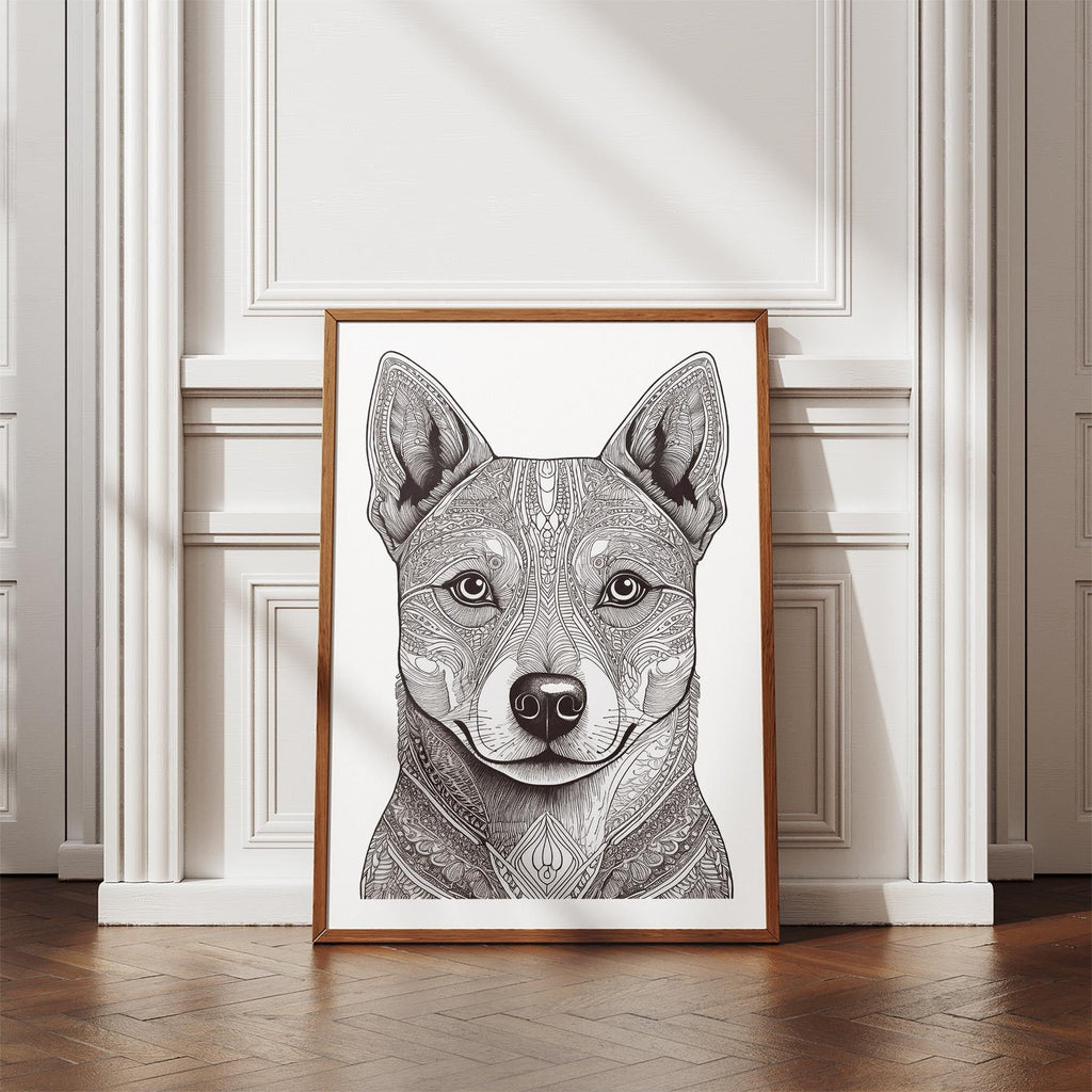 Shiba Mandala Black and White Dog Series image 4