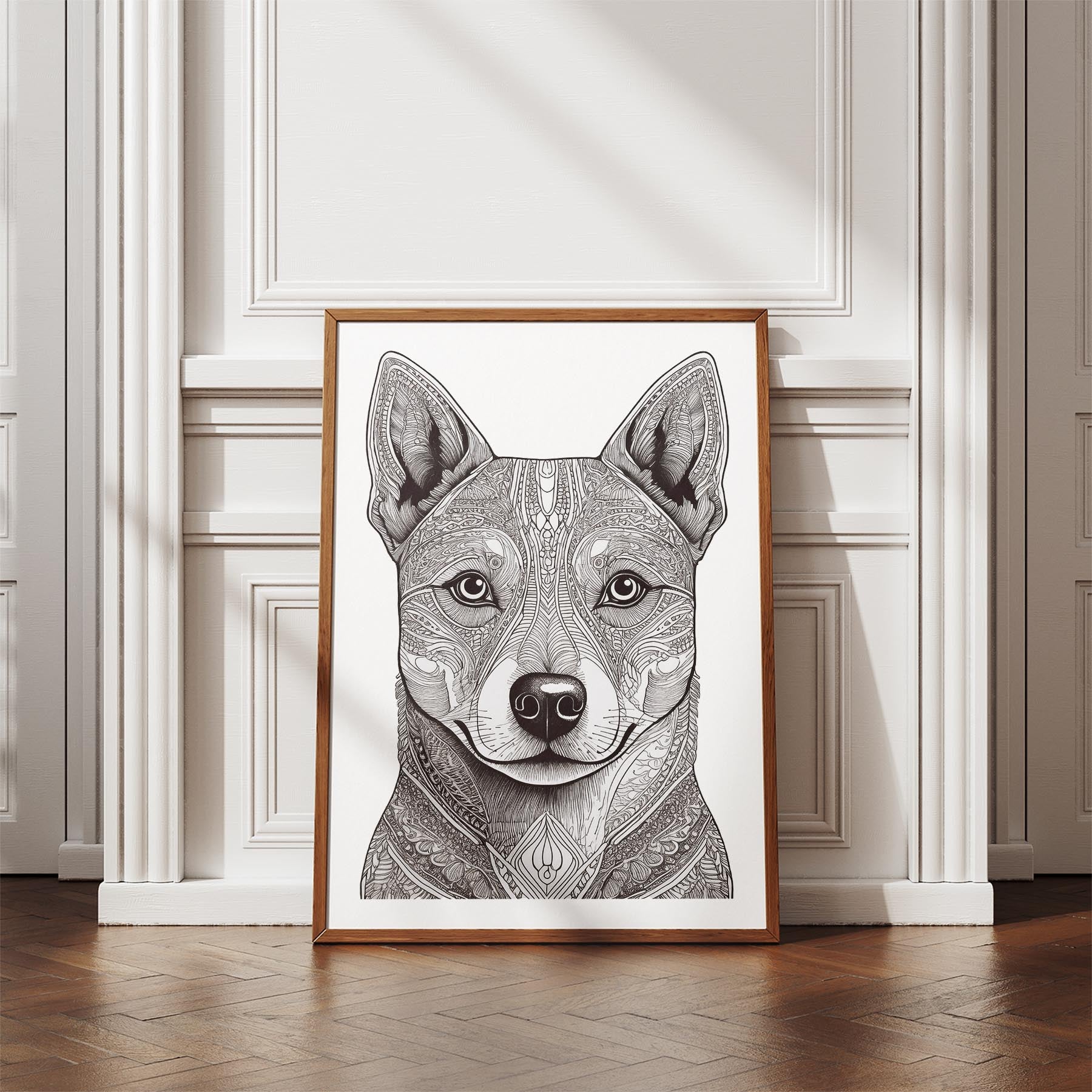 Shiba Mandala Black and White Dog Series image 4