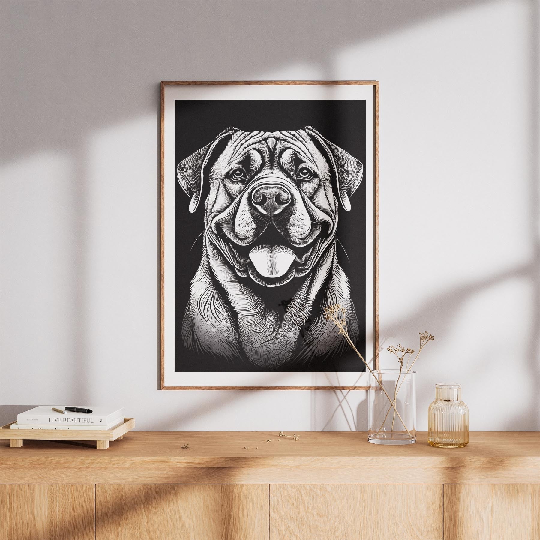 Bullmastiff Line Dog Series in Black and White image 8