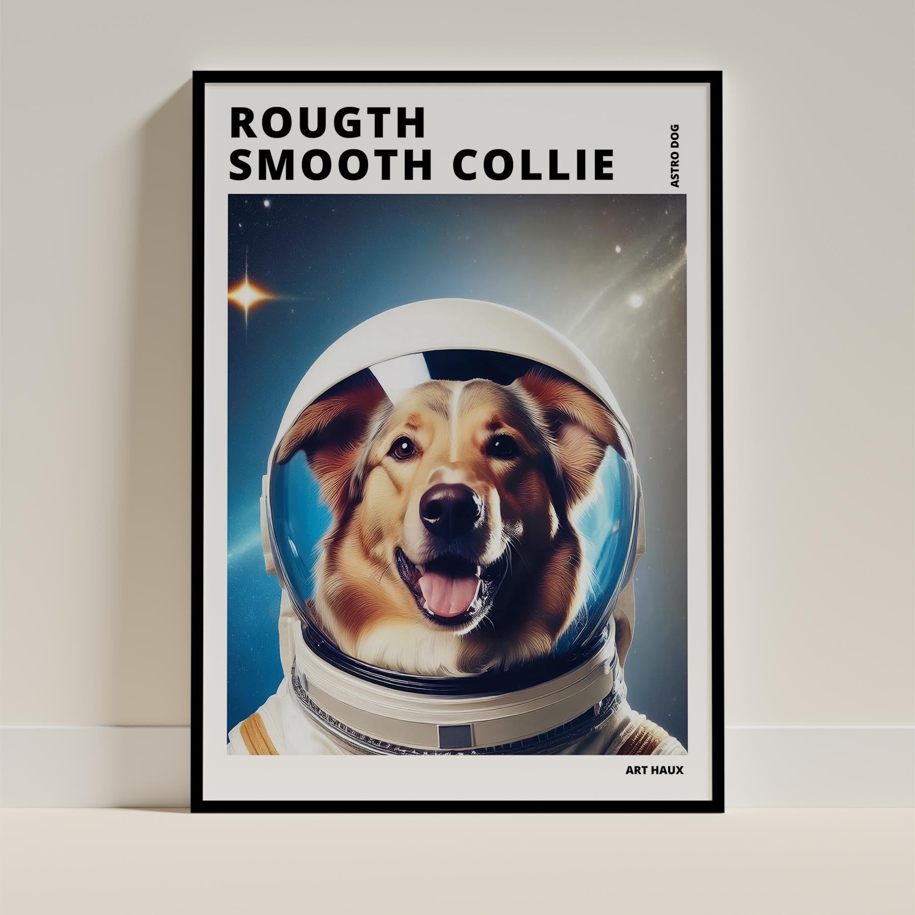 Rough Smooth Collie Astronaut Dog Series with Text Astro Dog image 11