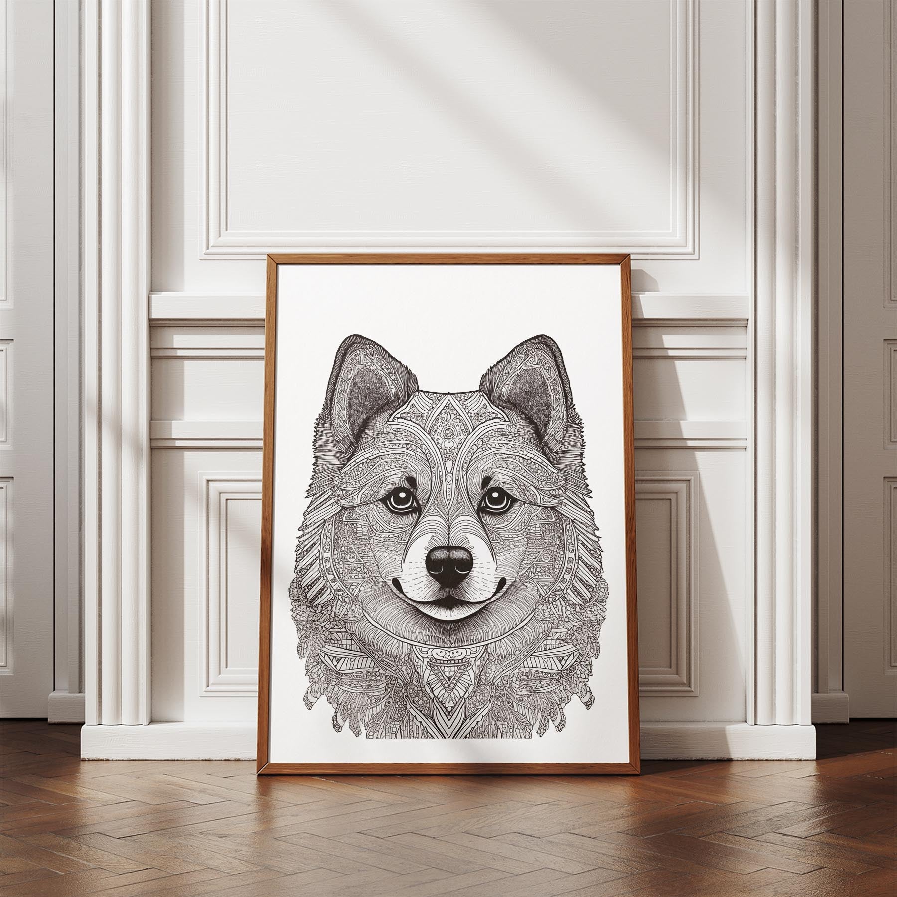 Pomeranian Mandala Black and White Dog Series image 4