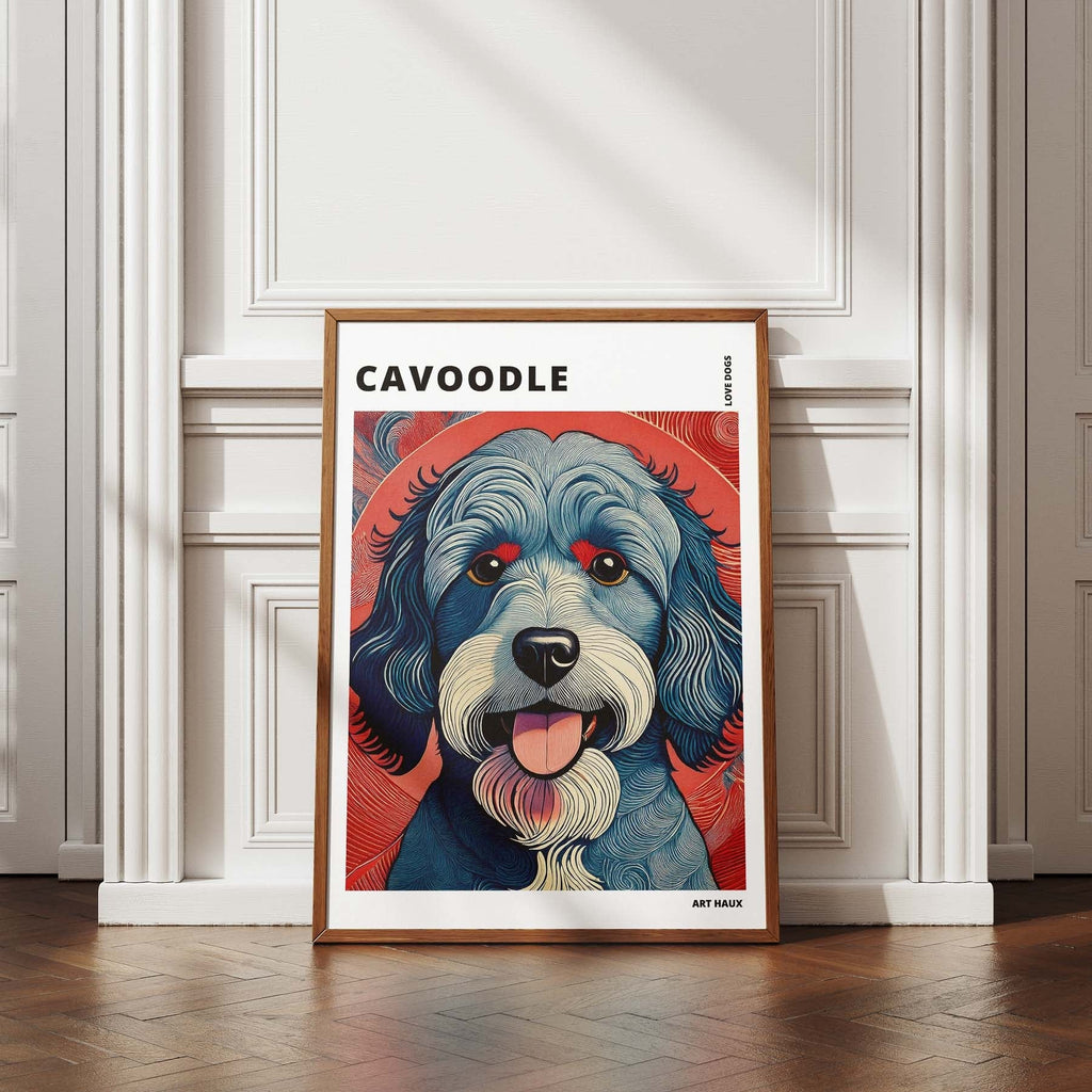 Cavoodle Hokusai Japanese Inspired Dog Series with Text image 4