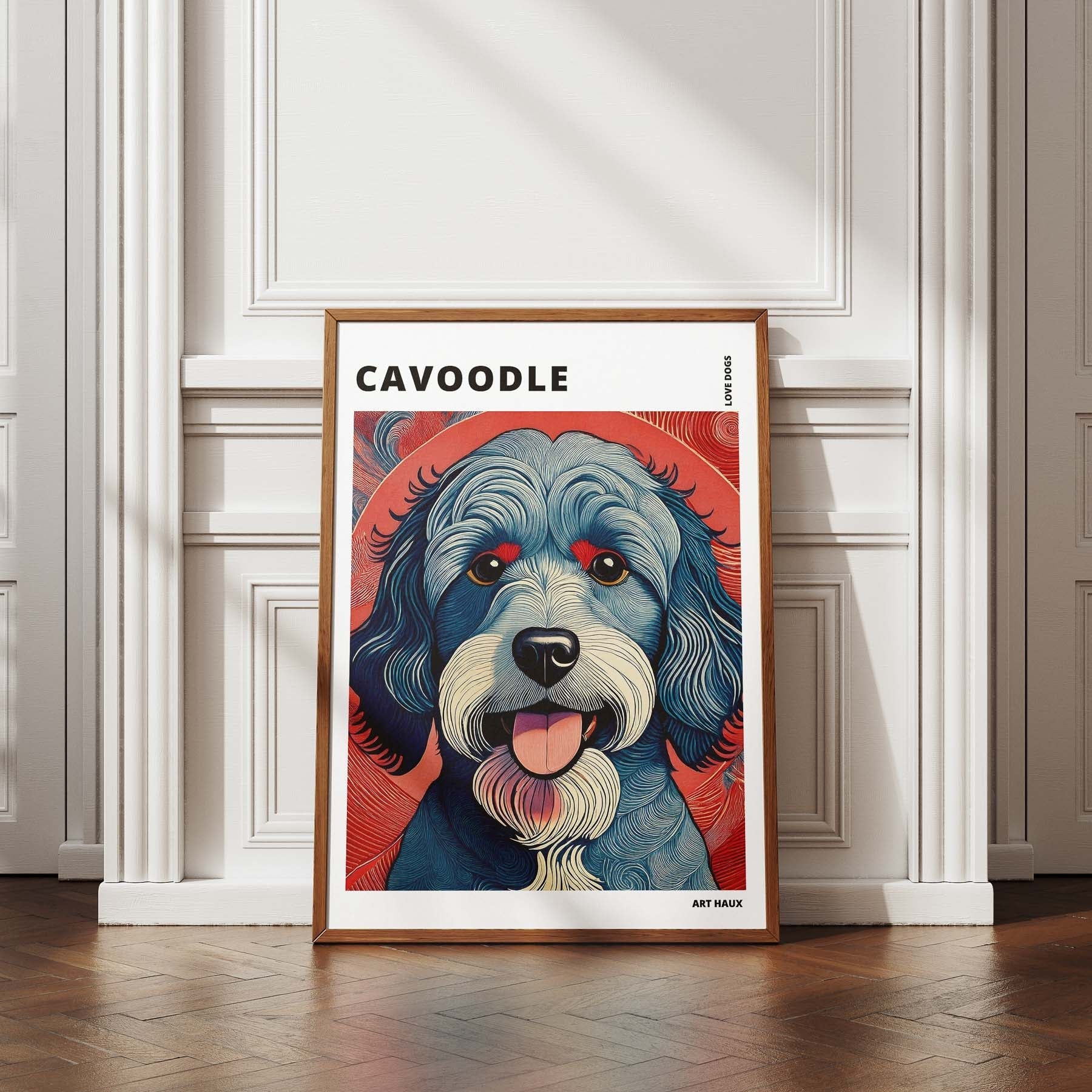 Cavoodle Hokusai Japanese Inspired Dog Series with Text image 4