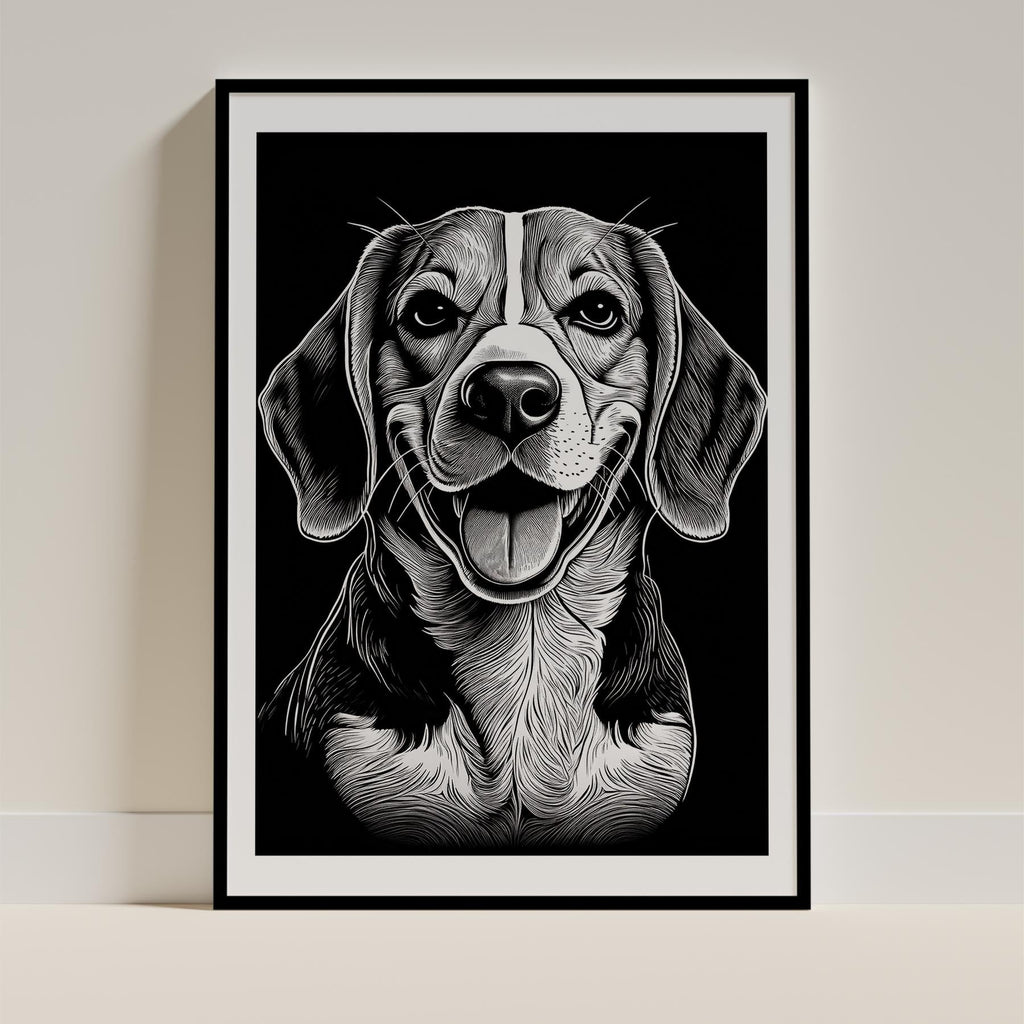 Beagle Line Dog Series in Black and White image 0