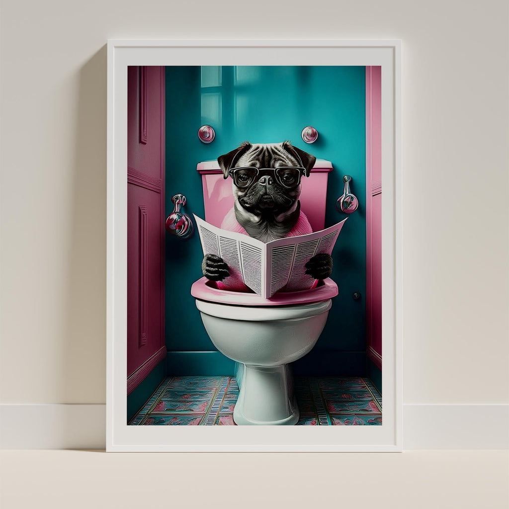 Pug Toilet Dogs PInk and Turquise image 9