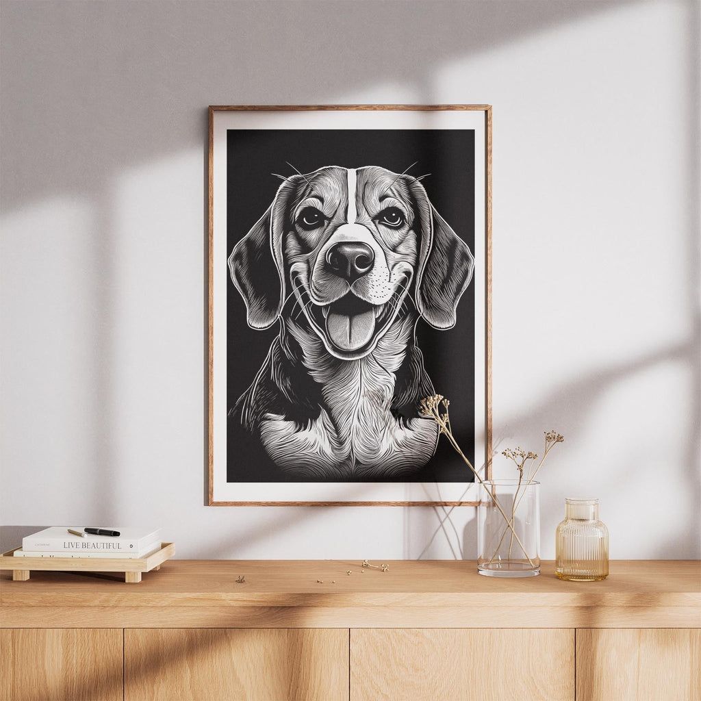 Beagle Line Dog Series in Black and White image 8