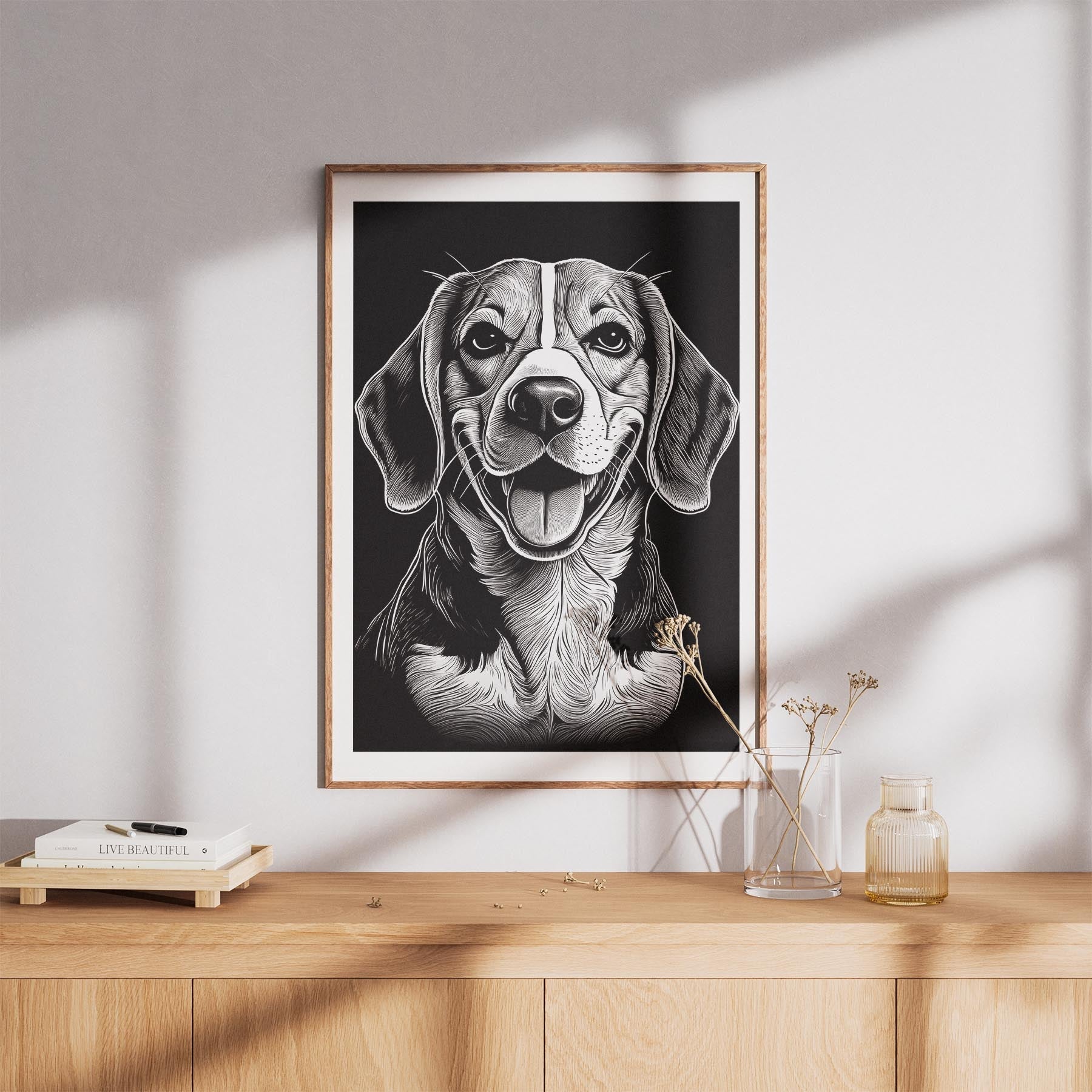 Beagle Line Dog Series in Black and White image 8