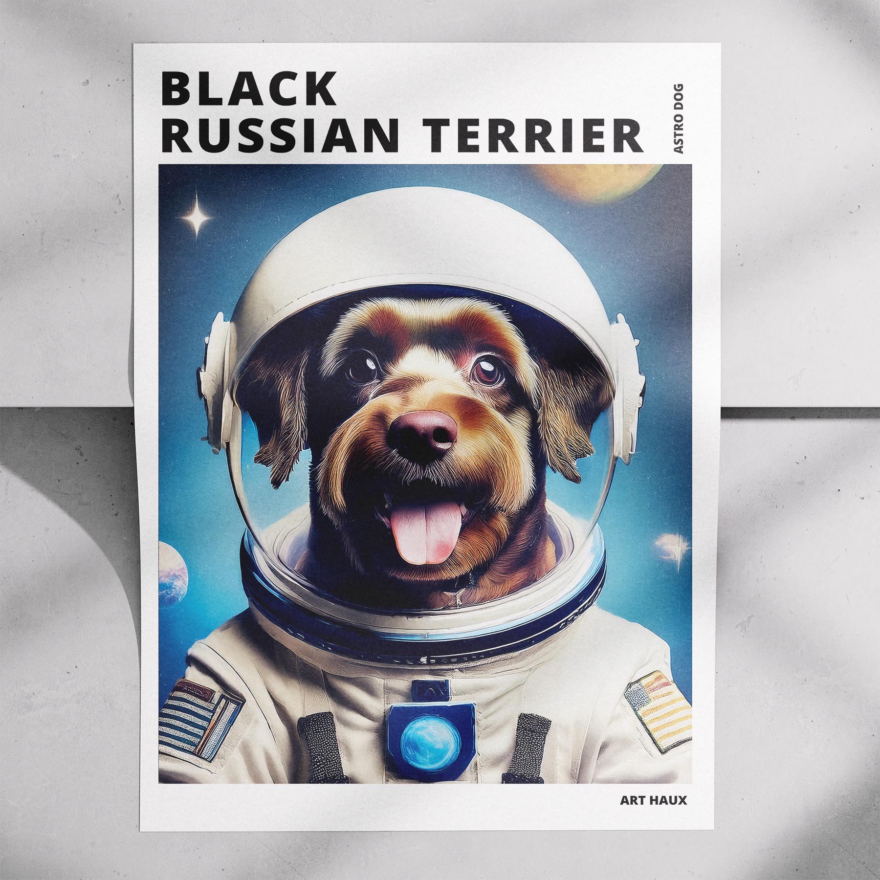 Black Russian Terrier Astronaut Dog Series with Text Astro Dog image 7