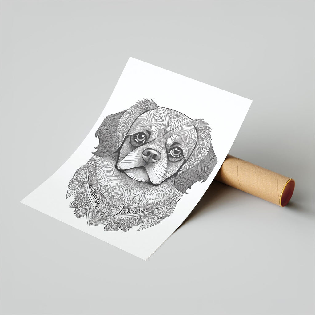 Pekingese Mandala Black and White Dog Series image 6