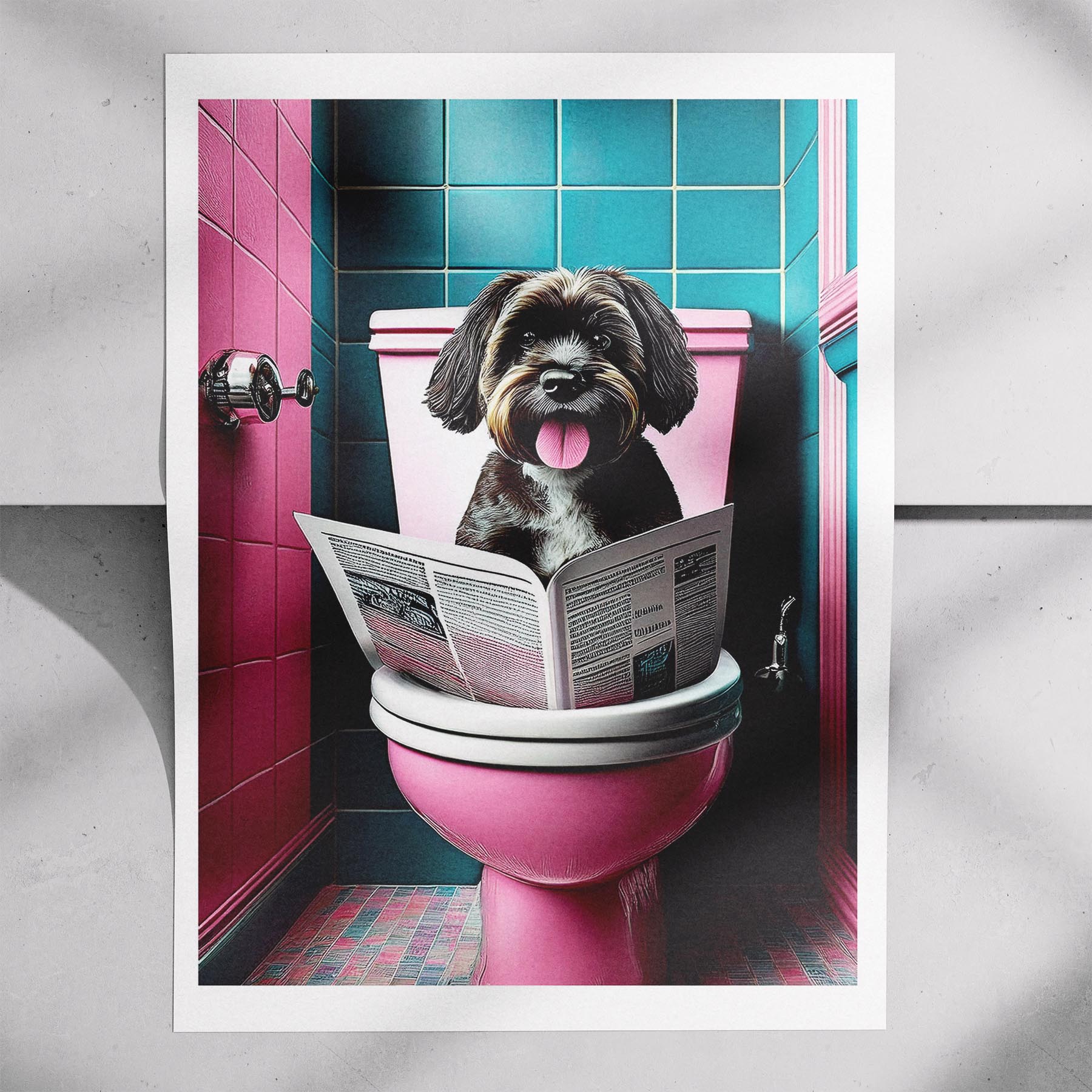Moodle Toilet Dogs PInk and Turquise image 7