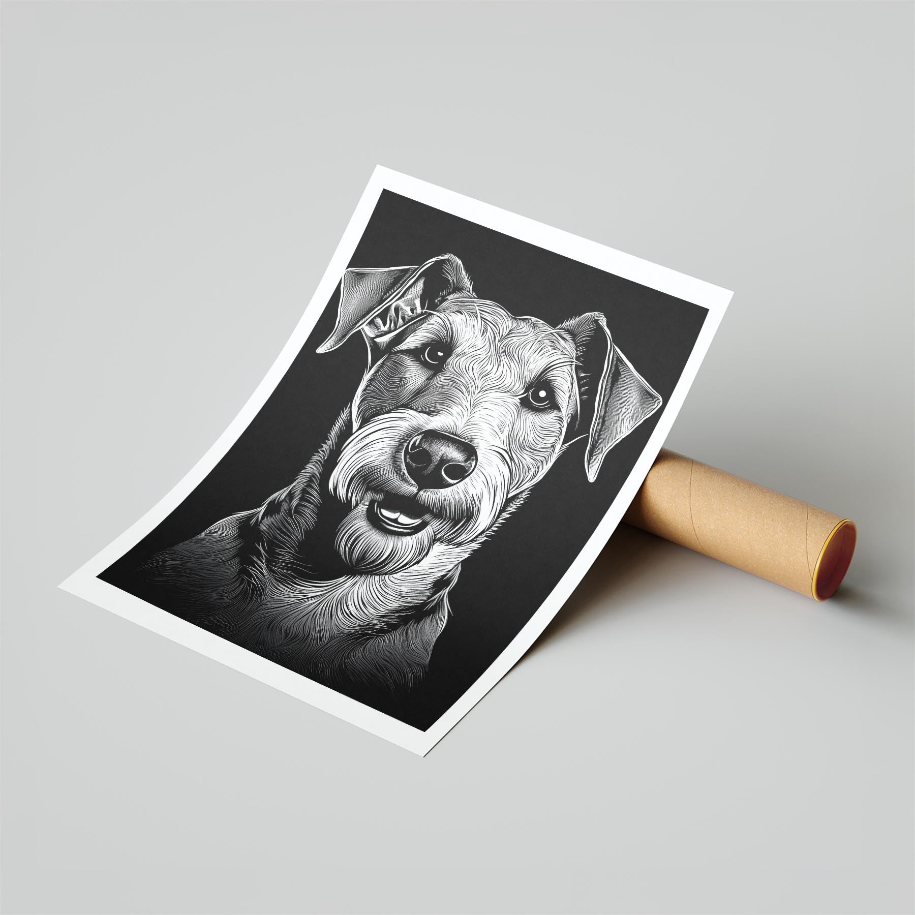 Airedale Line Dog Series in Black and White image 6