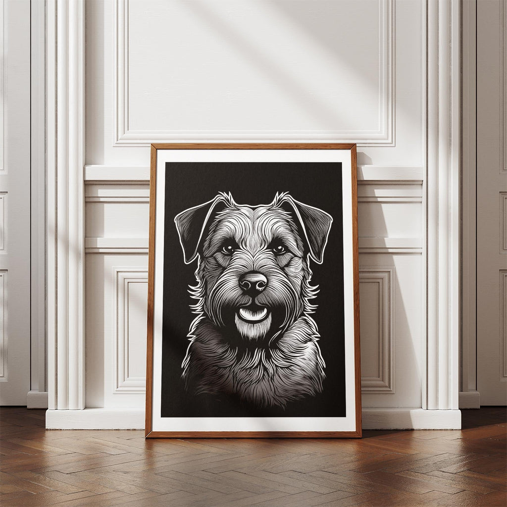 Border Terrier Line Dog Series in Black and White image 4