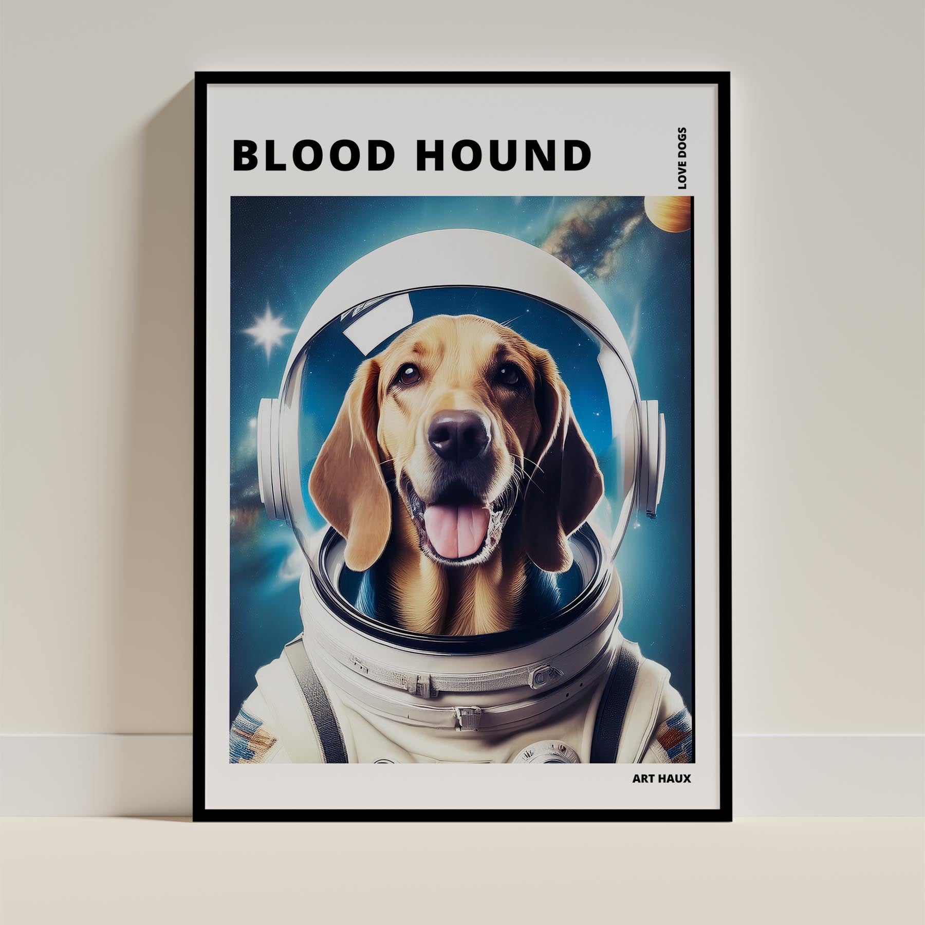 Bloodhound Astronaut Dog Series with Text Astro Dog image 0