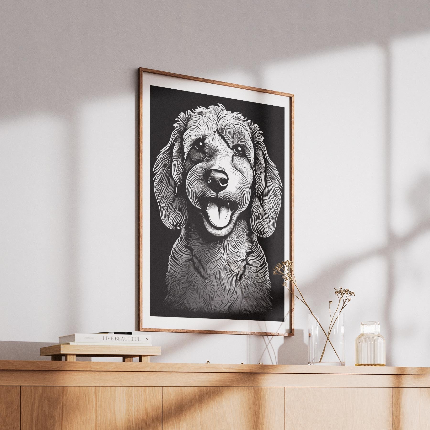 Cavoodle Line Dog Series in Black and White image 5