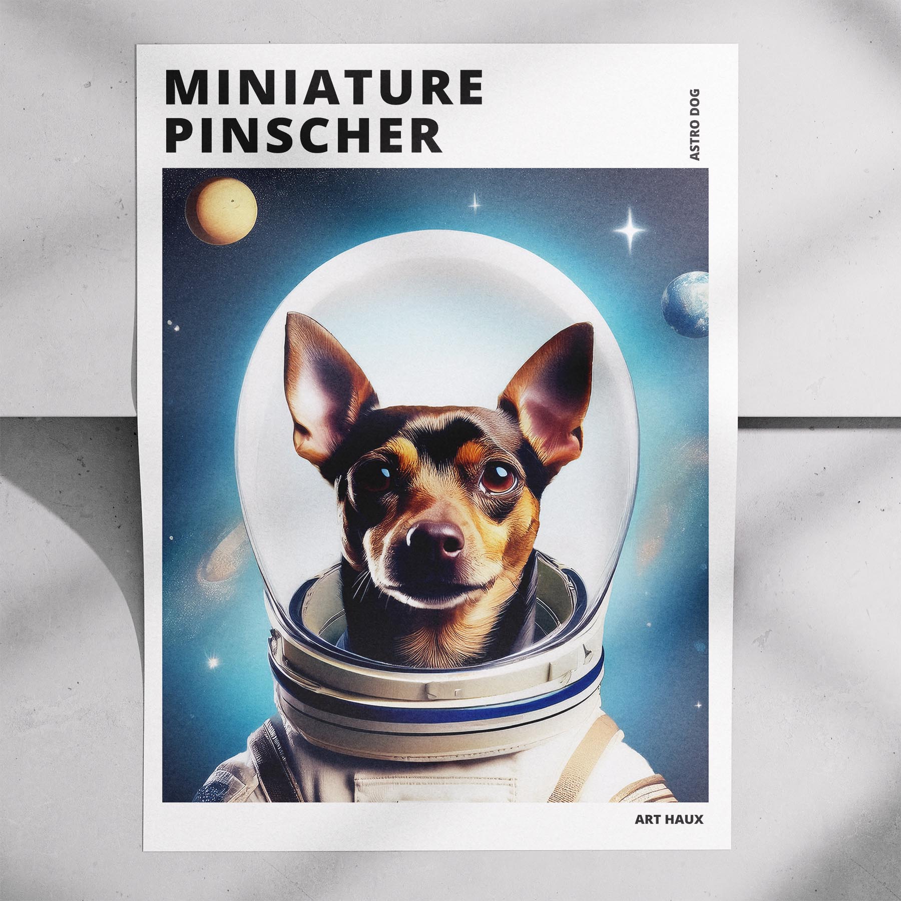 Miniature Pinscher Astronaut Dog Series with Text Astro Dog image 7