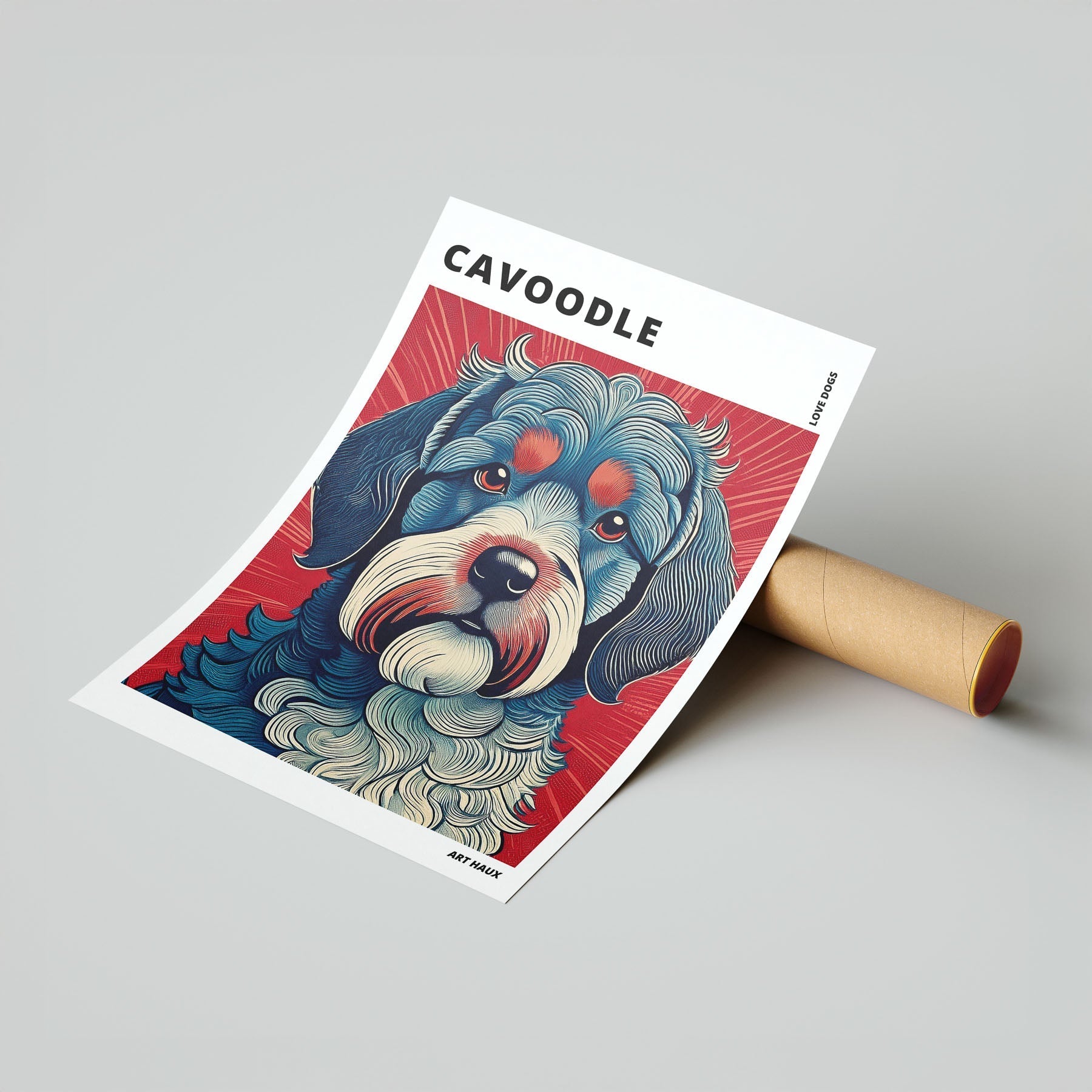 Cavoodle Hokusai Japanese Inspired Dog Series with Text image 6