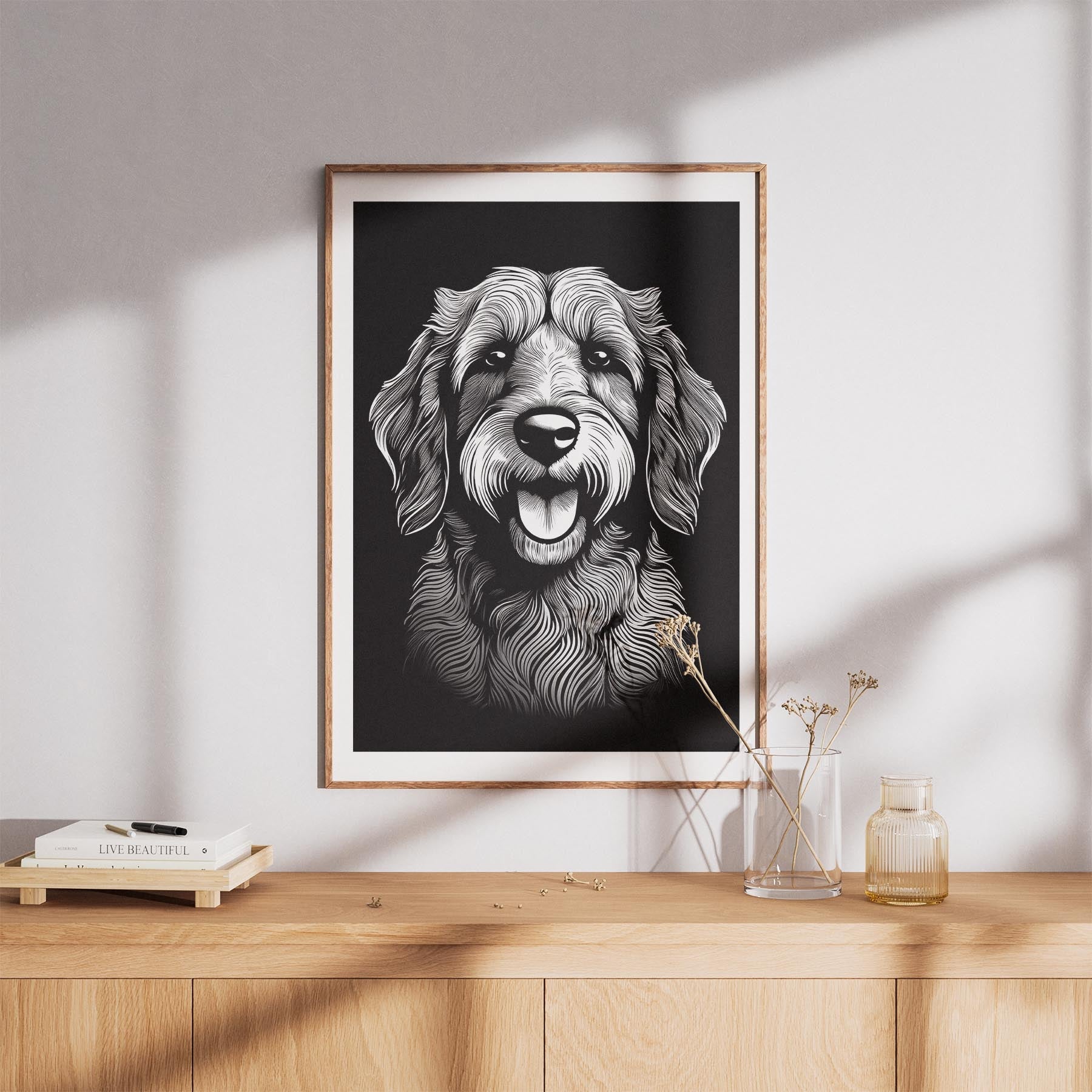 Groodle Line Dog Series in Black and White image 8