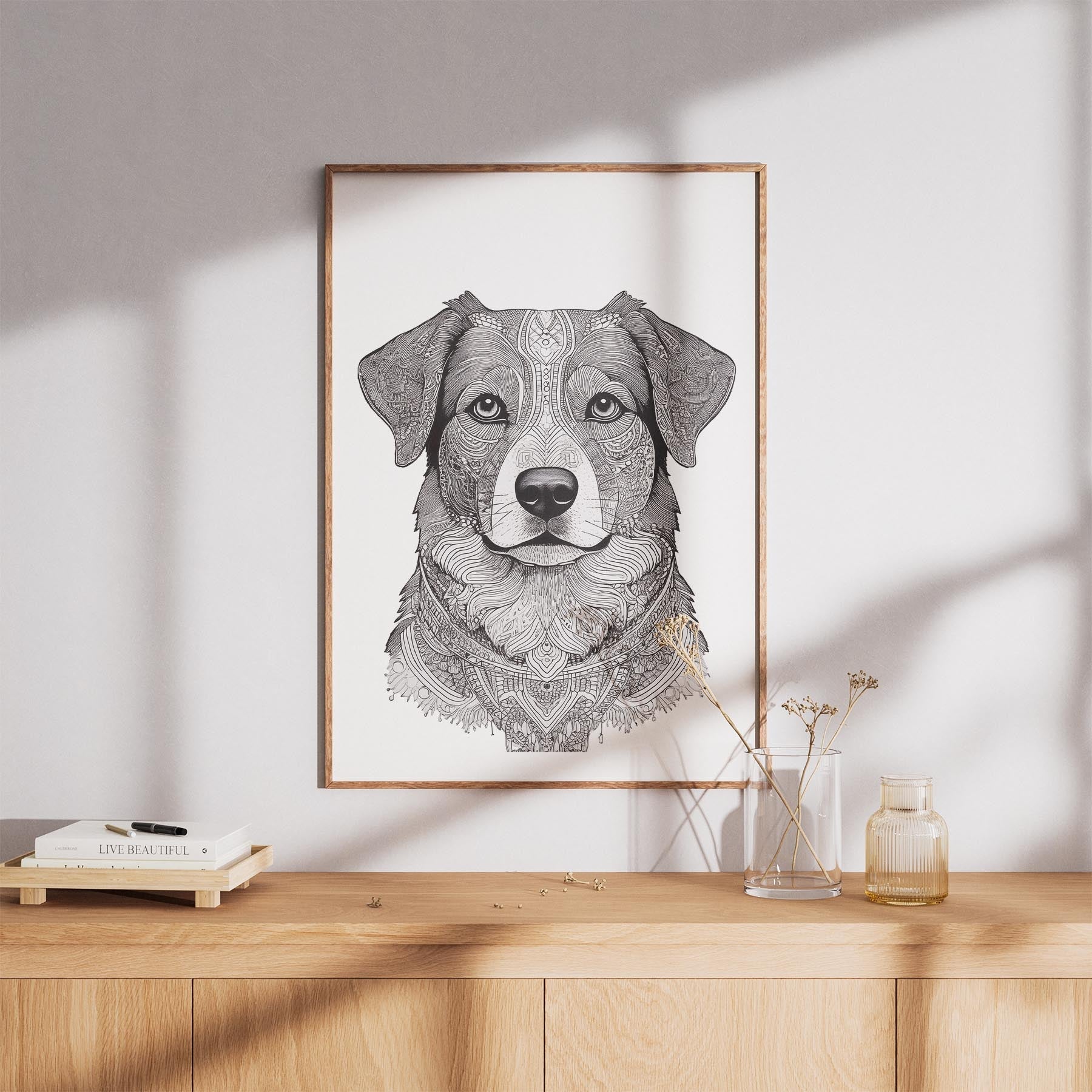 Australian Shepherd Mandala Black and White Dog Series image 8