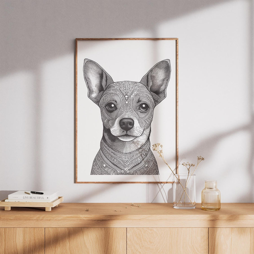 Chihuahua Mandala Black and White Dog Series image 8