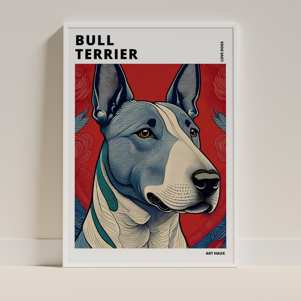 Bull Terrier Hokusai Japanese Inspired Dog Series with Text image 8