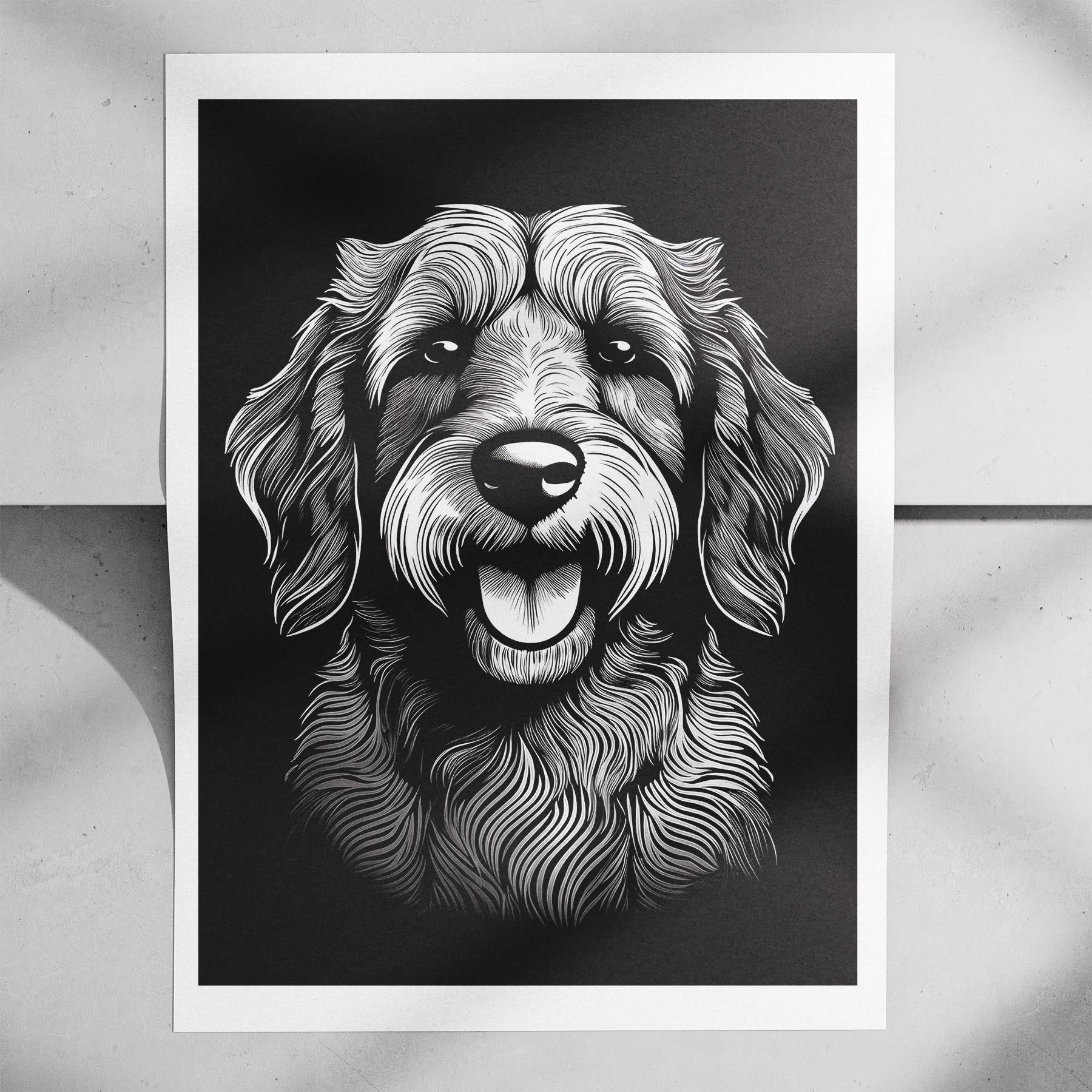 Groodle Line Dog Series in Black and White image 7