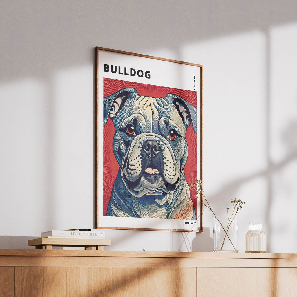 Bulldog Hokusai Japanese Inspired Dog Series with Text image 5