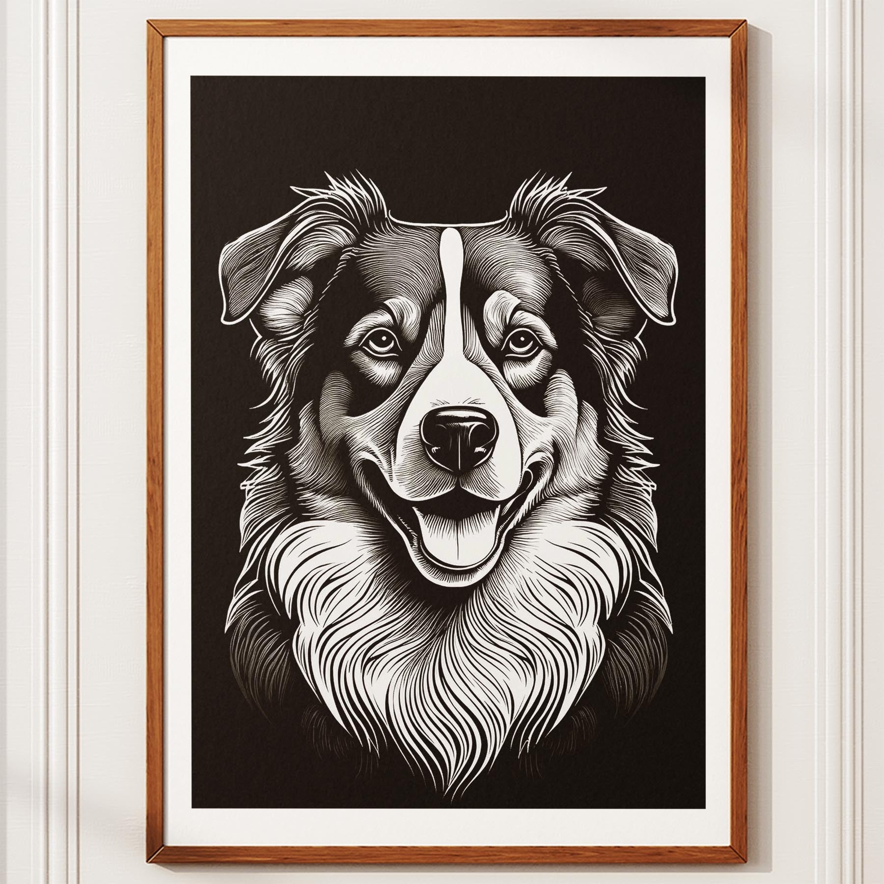 Australian Shepherd Line Dog Series in Black and White image 10