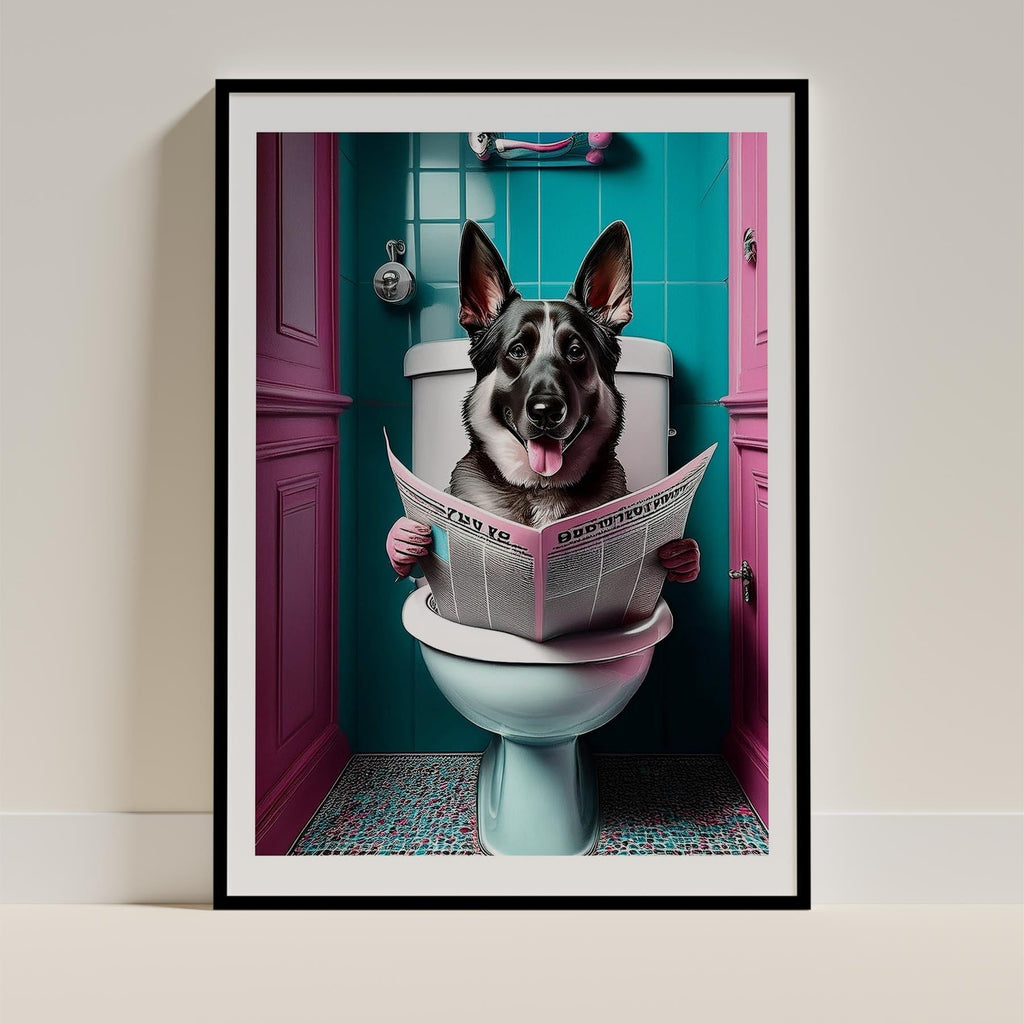 German Shepherd Toilet Dogs PInk and Turquise image 0