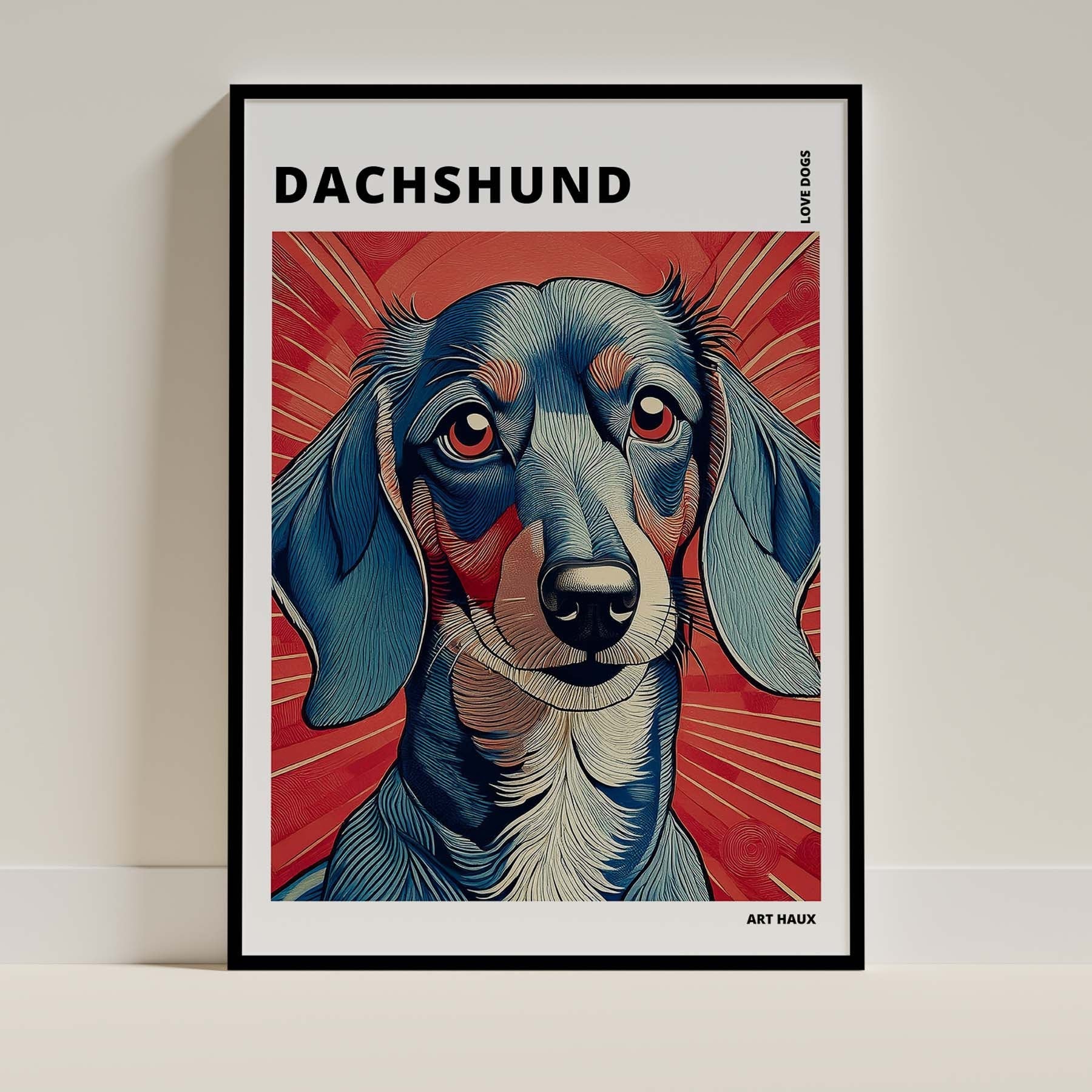 Dachshund Hokusai Japanese Inspired Dog Series with Text image 0