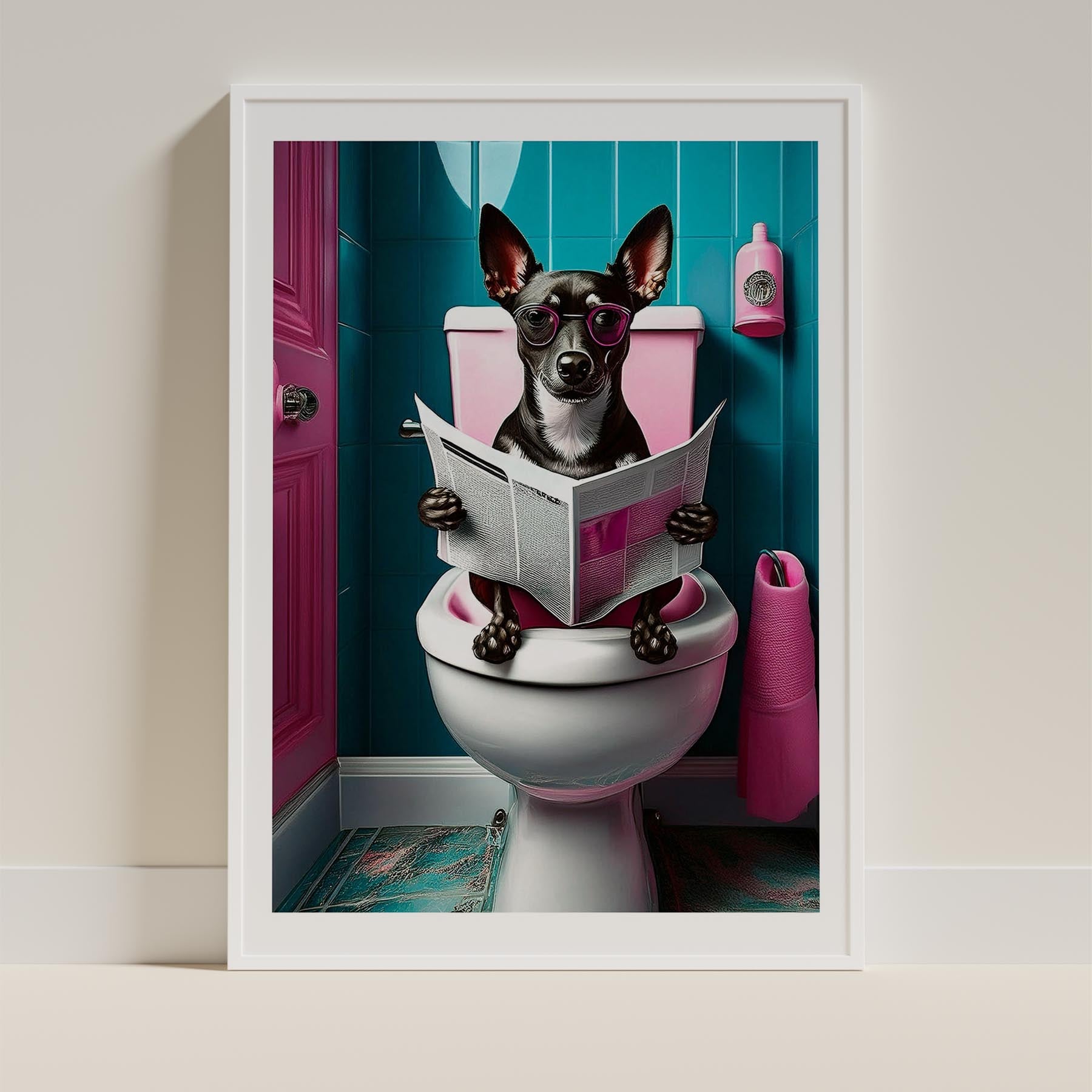 Miniature Pinscher Toilet Dogs PInk and Turquise image 9