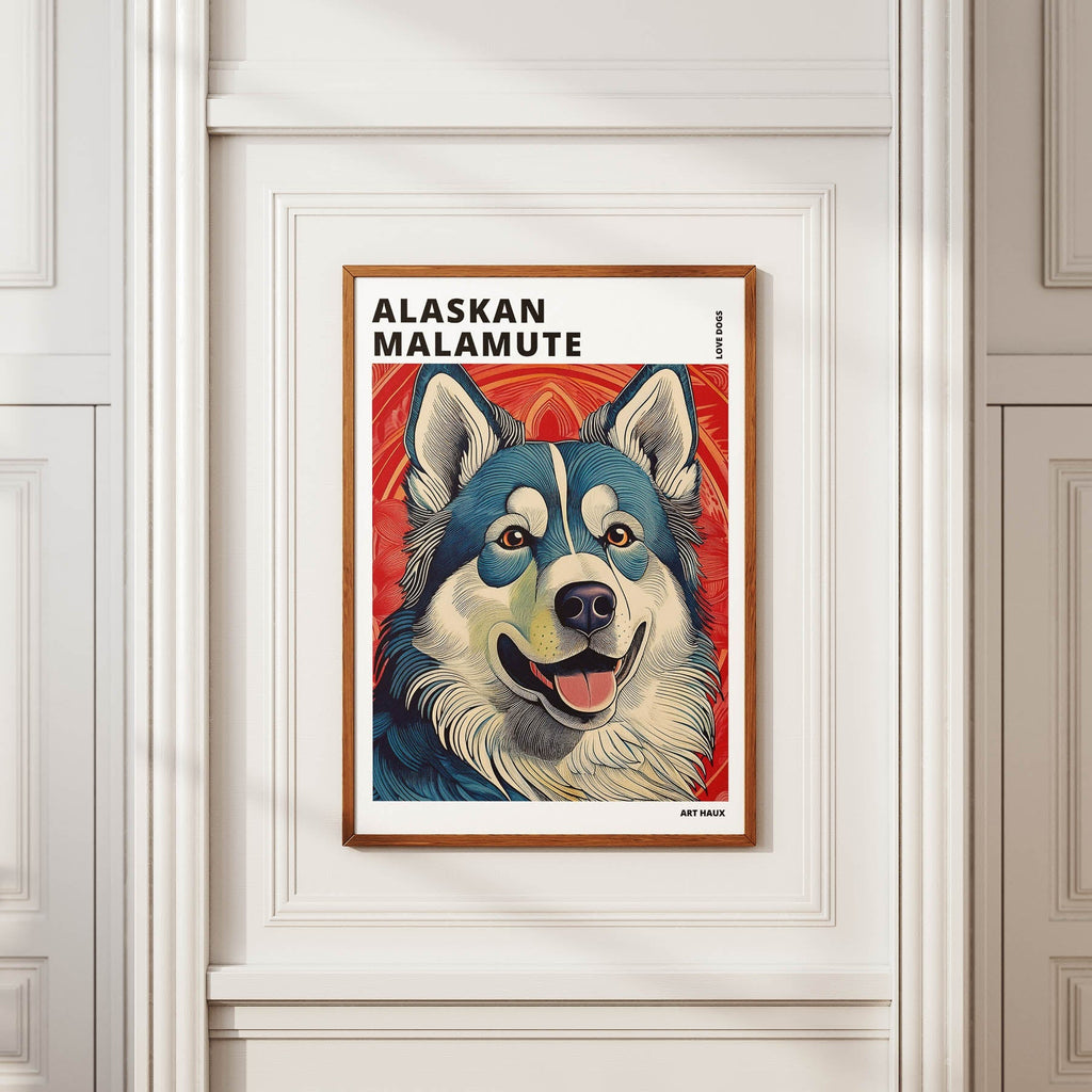 Alaskan Malamute Hokusai Japanese Inspired Dog Series with Text image 3