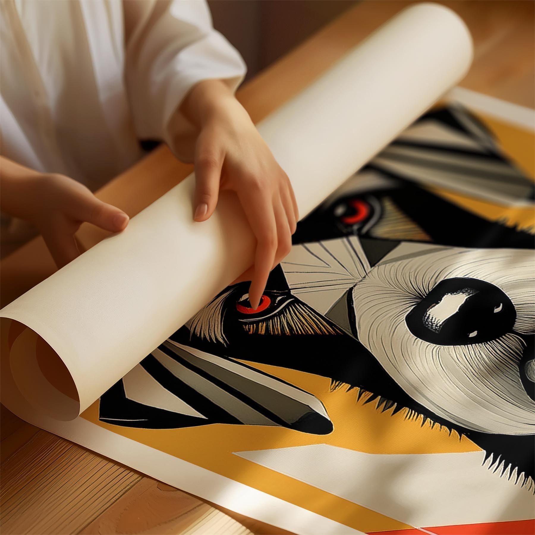 Black Russian Terrier Geometric Orange Series image 1