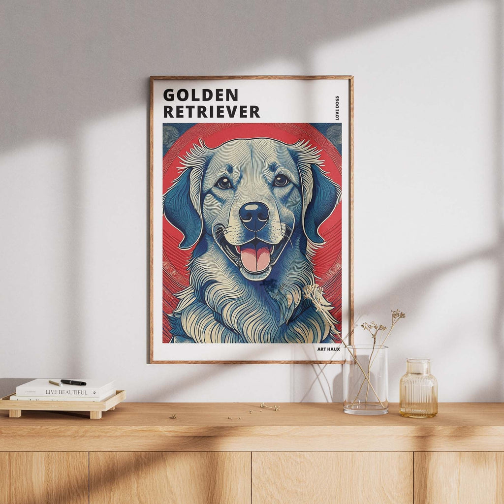 Golden Retriever Hokusai Japanese Inspired Dog Series with Text image 7