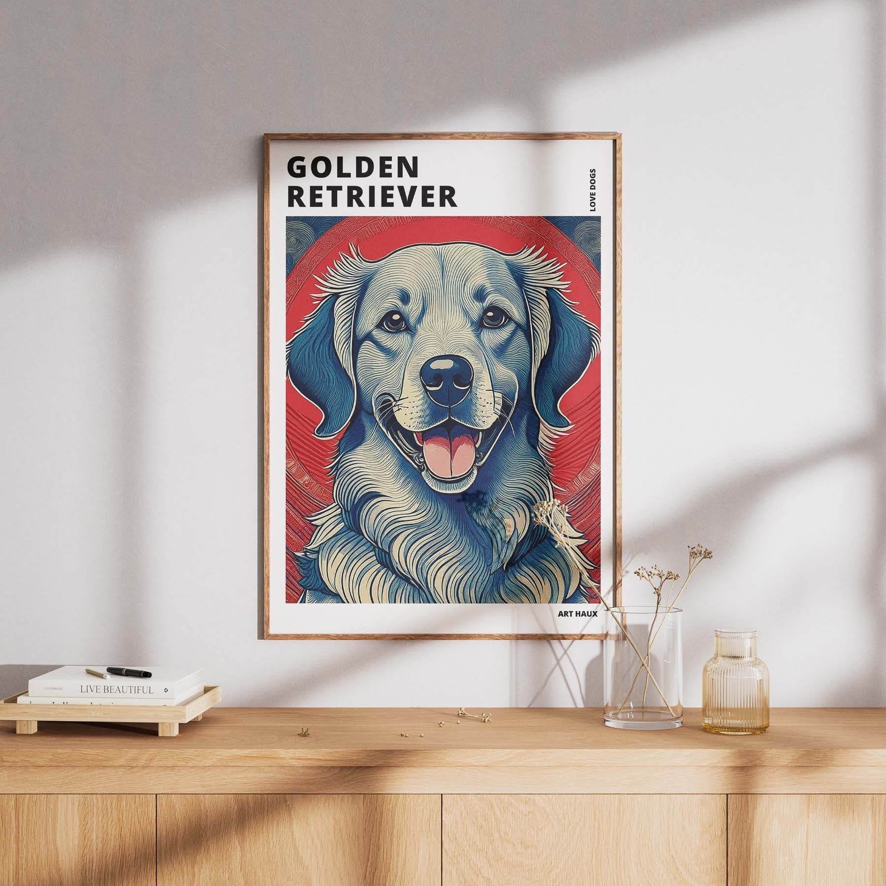 Golden Retriever Hokusai Japanese Inspired Dog Series with Text image 7