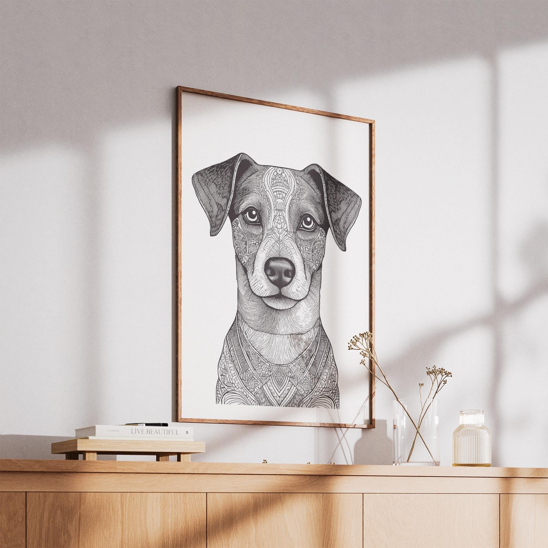 Jack Russell Mandala Black and White Dog Series image 5