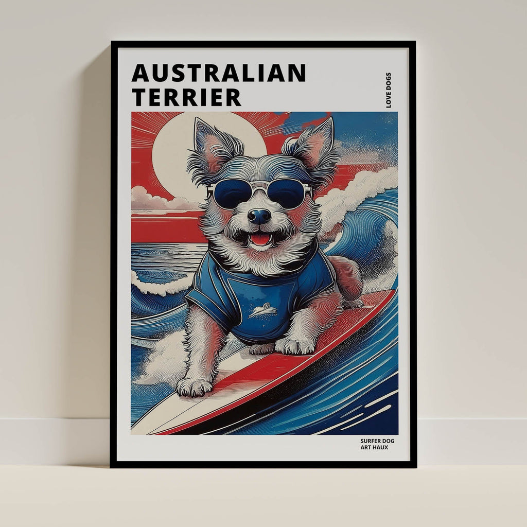Australian Terrier Hokosai Surfer Dogs 1 image 0