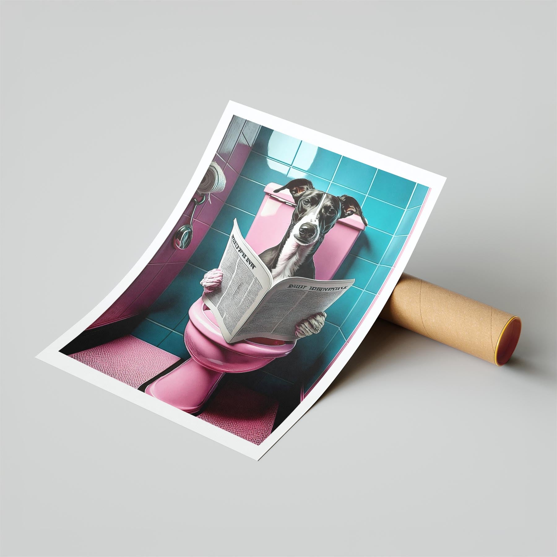 Greyhound Toilet Dogs PInk and Turquise image 6