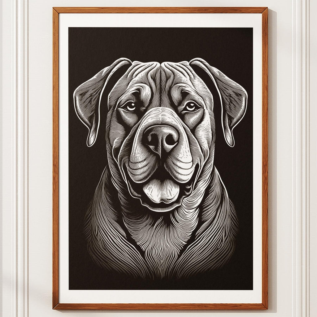 Neapolitan Mastiff Line Dog Series in Black and White image 10