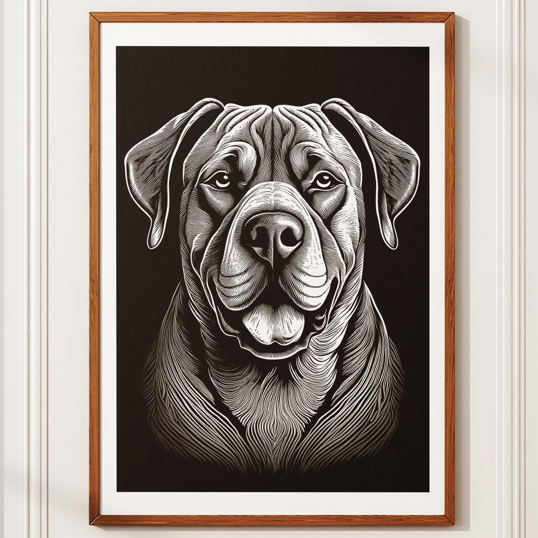 Neapolitan Mastiff Line Dog Series in Black and White image 10