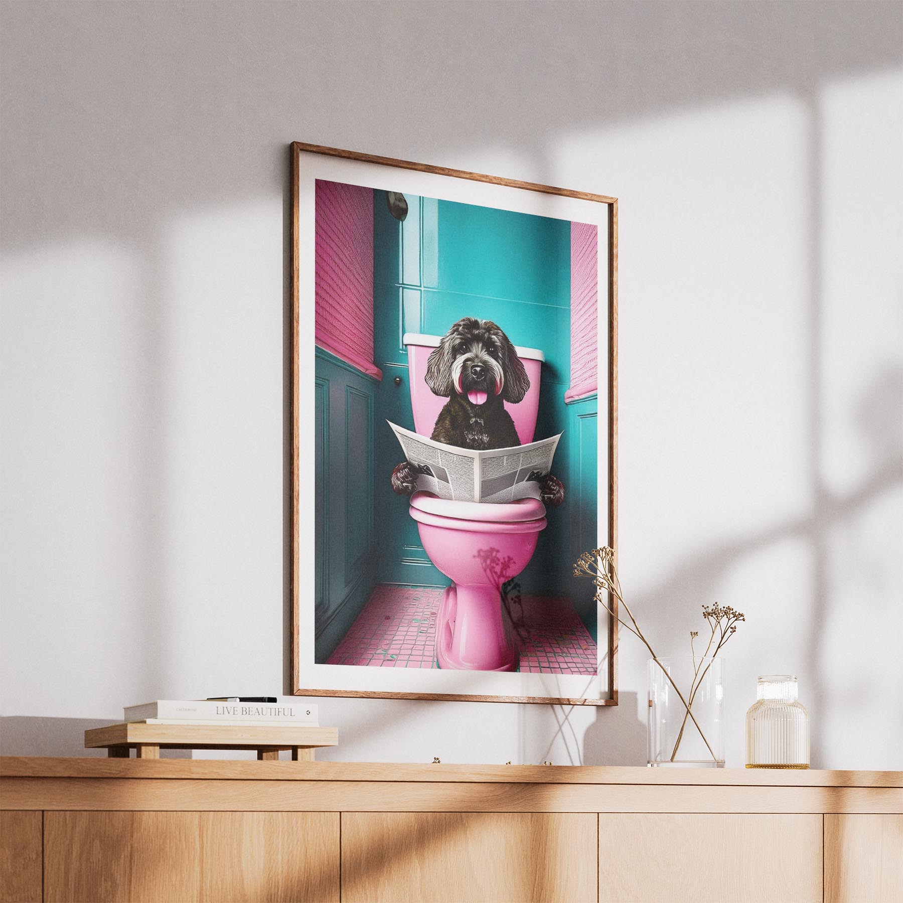 Groodle Toilet Dogs PInk and Turquise image 5