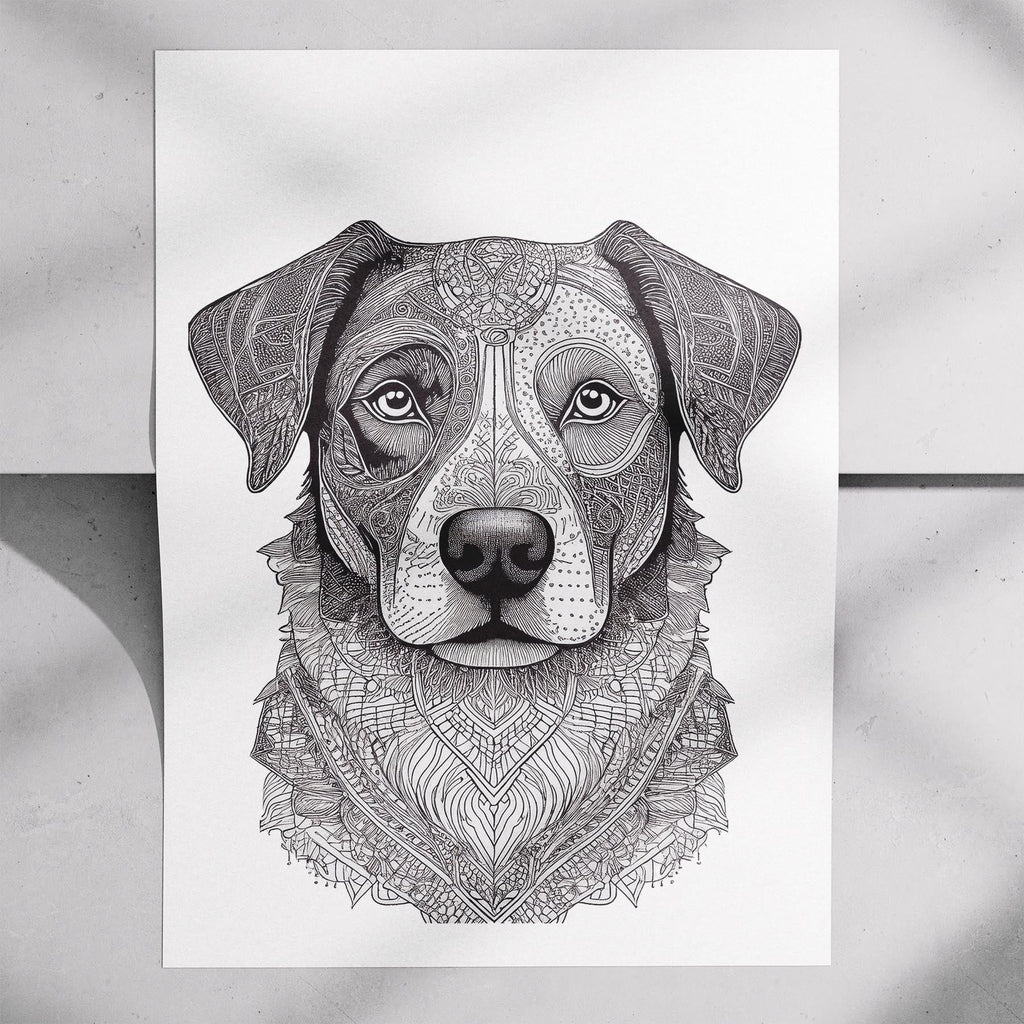 Border Collie Mandala Black and White Dog Series image 7