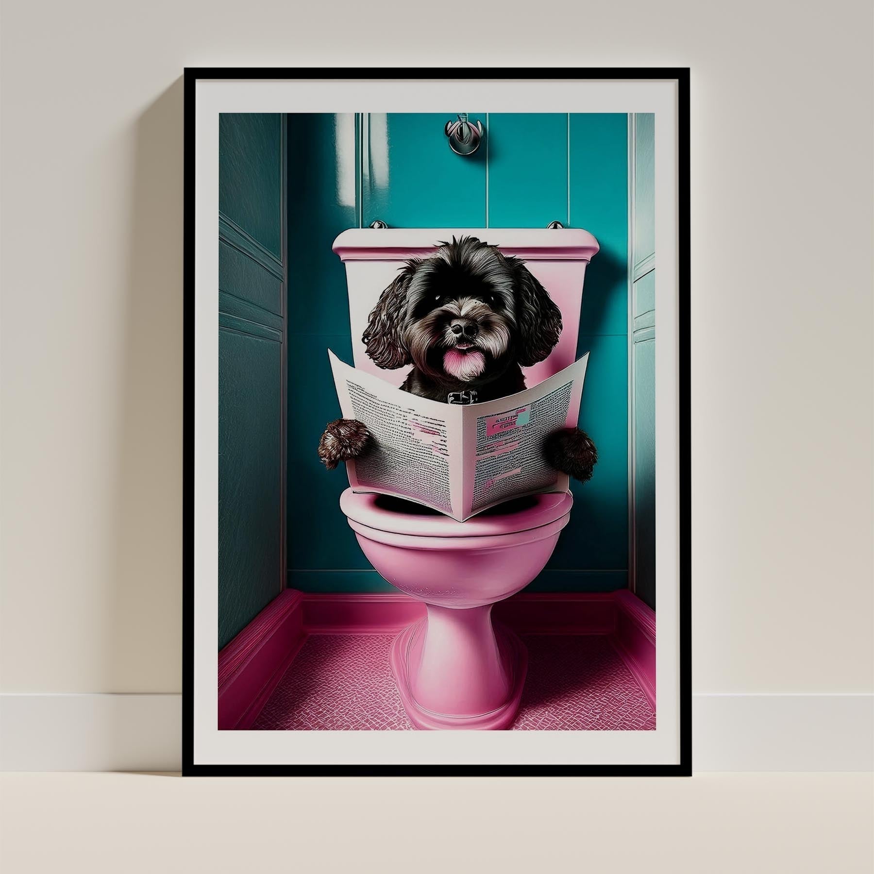 Bichon Frise Toilet Dogs PInk and Turquise image 0