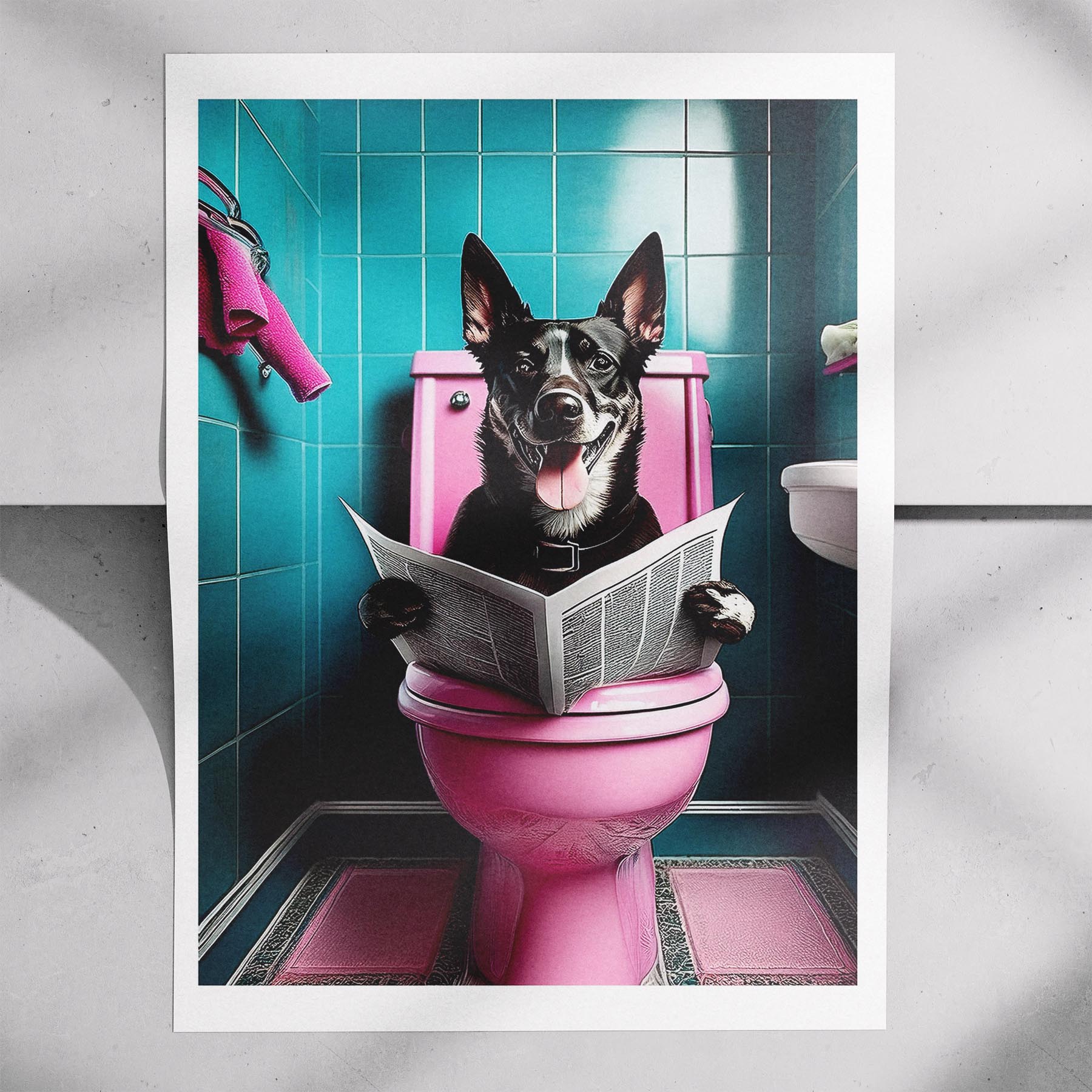 Kelpie Toilet Dogs PInk and Turquise image 7