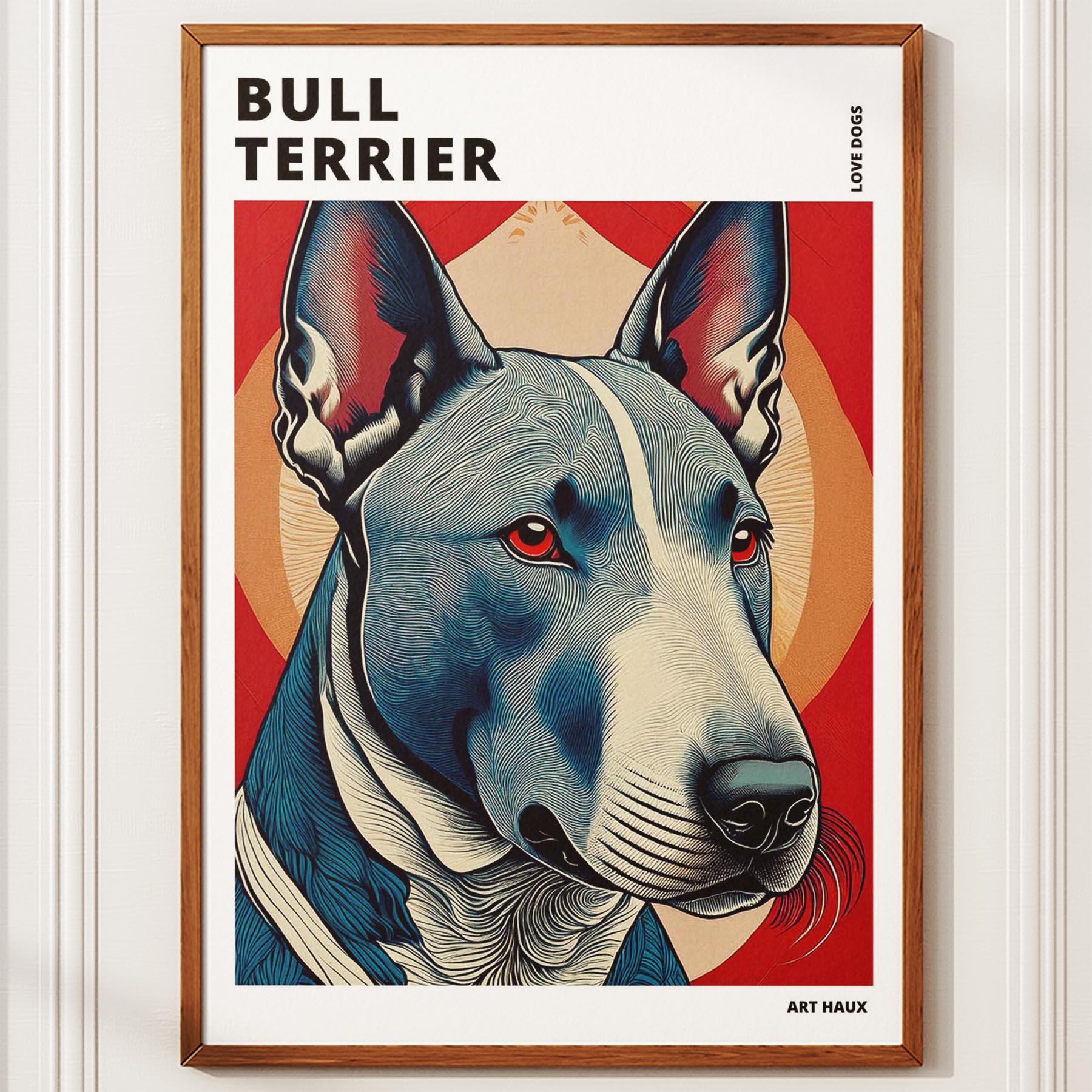 Bull Terrier Hokusai Japanese Inspired Dog Series with Text image 9