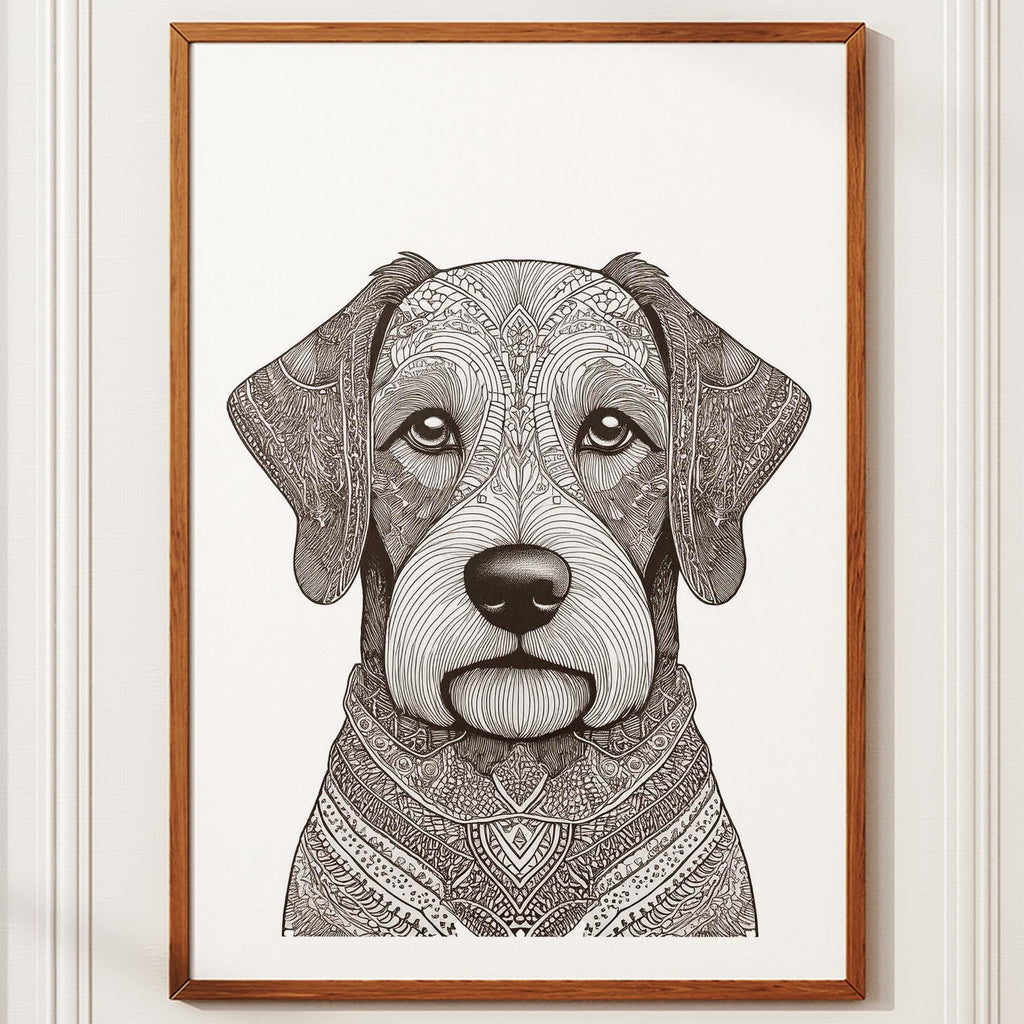 Australian Silky Terrier Mandala Black and White Dog Series image 10