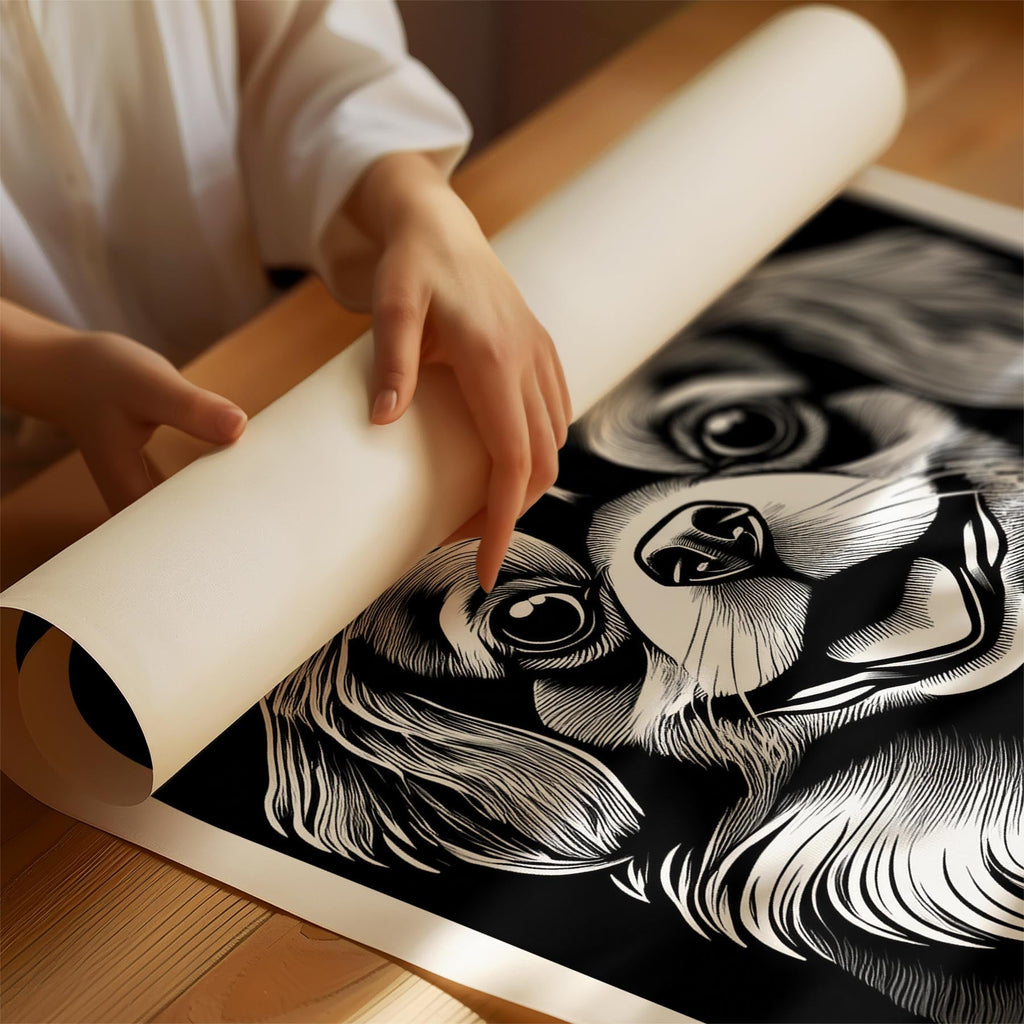 Pomeranian Line Dog Series in Black and White image 1