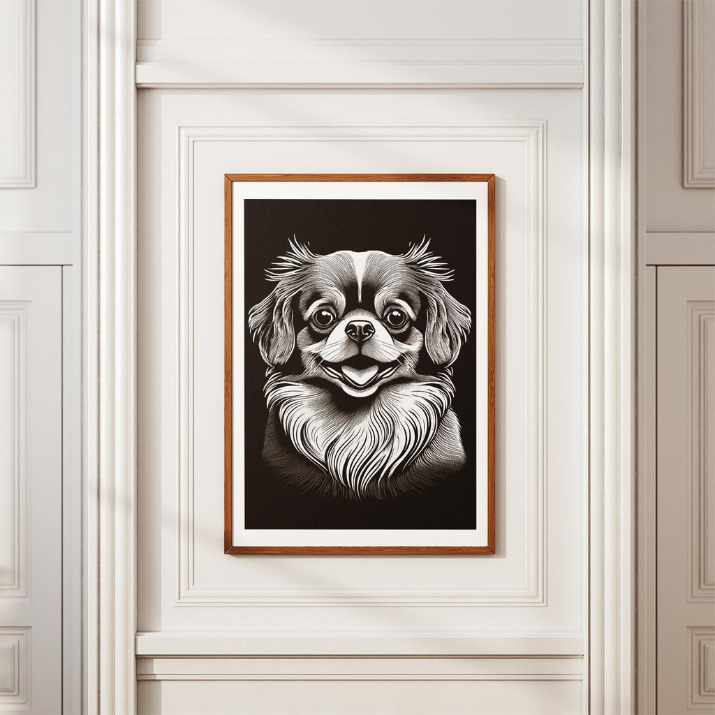 Pomeranian Line Dog Series in Black and White image 3