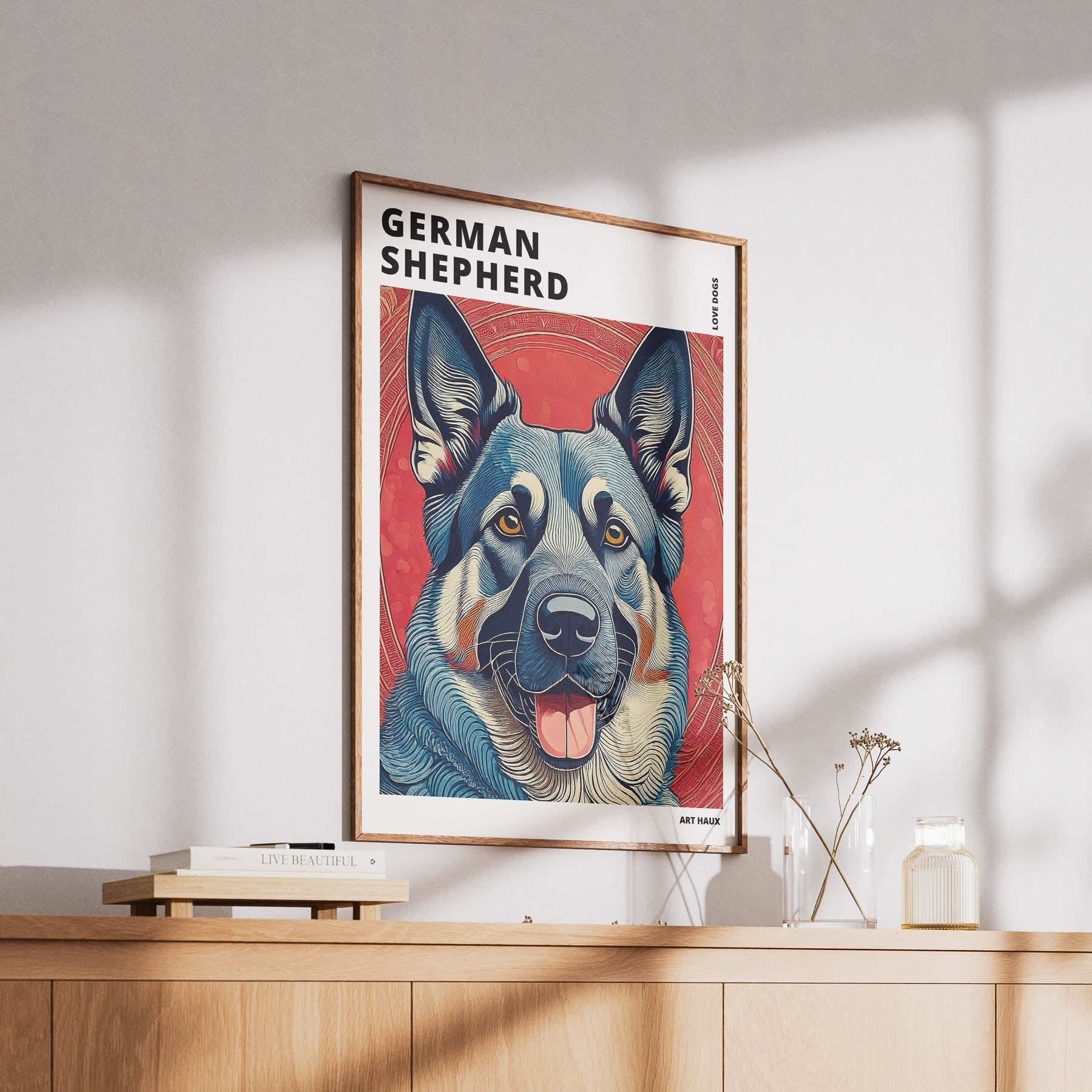 German Shepherd Hokusai Japanese Inspired Dog Series with Text image 5