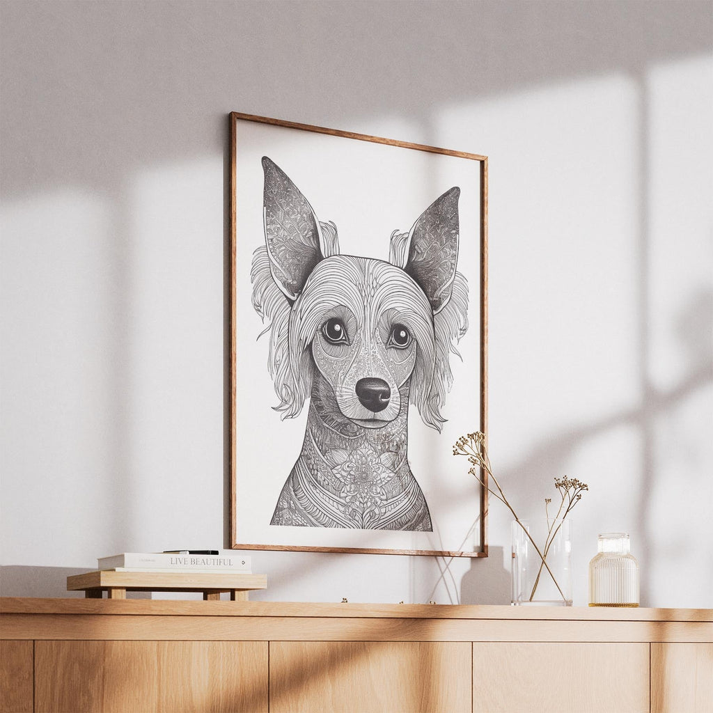 Chinese Crested Mandala Black and White Dog Series image 5